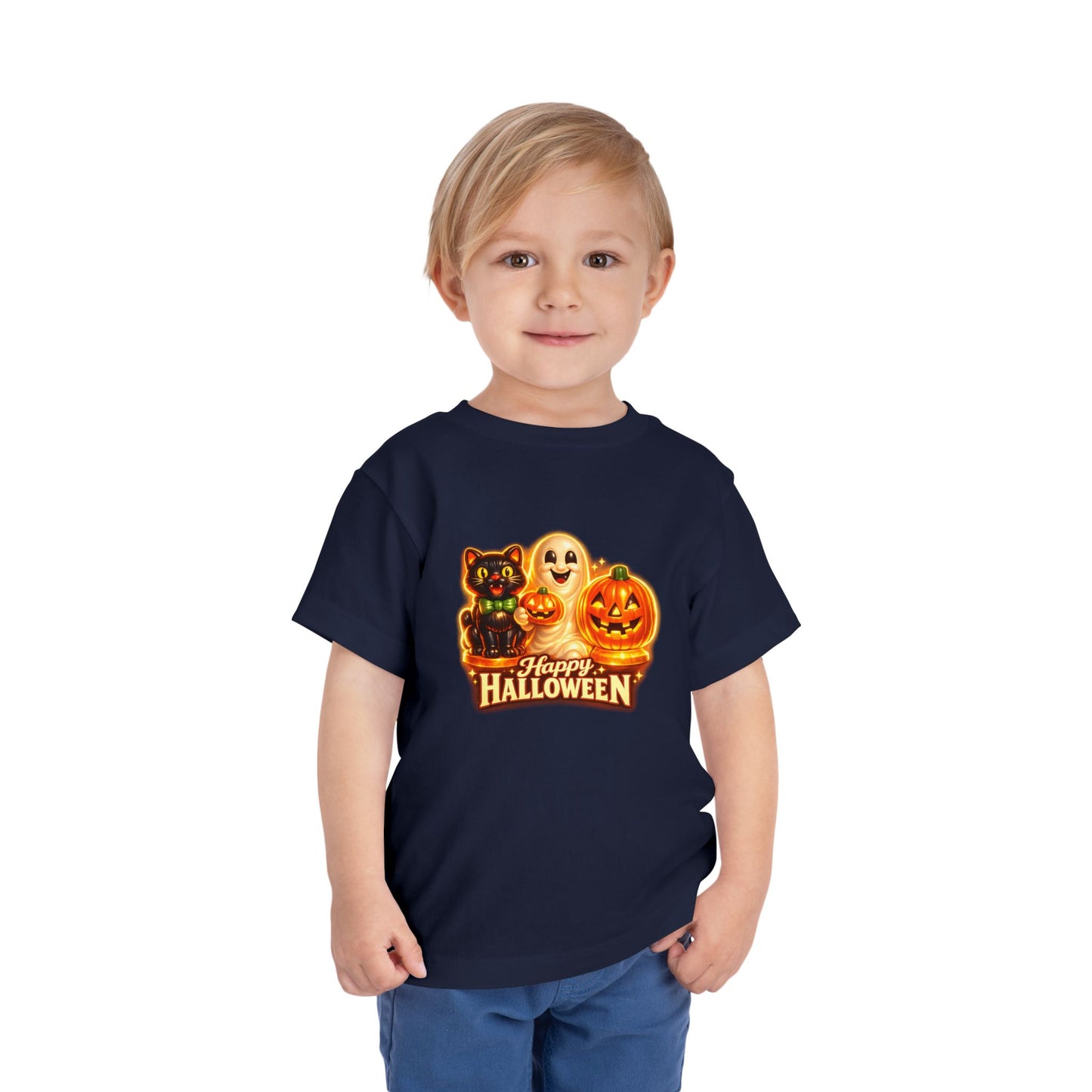 Toddler Halloween Tee - Cute Ghost, Black Cat, & Jack-O'-Lantern “Halloween Blow Mold” Shirt