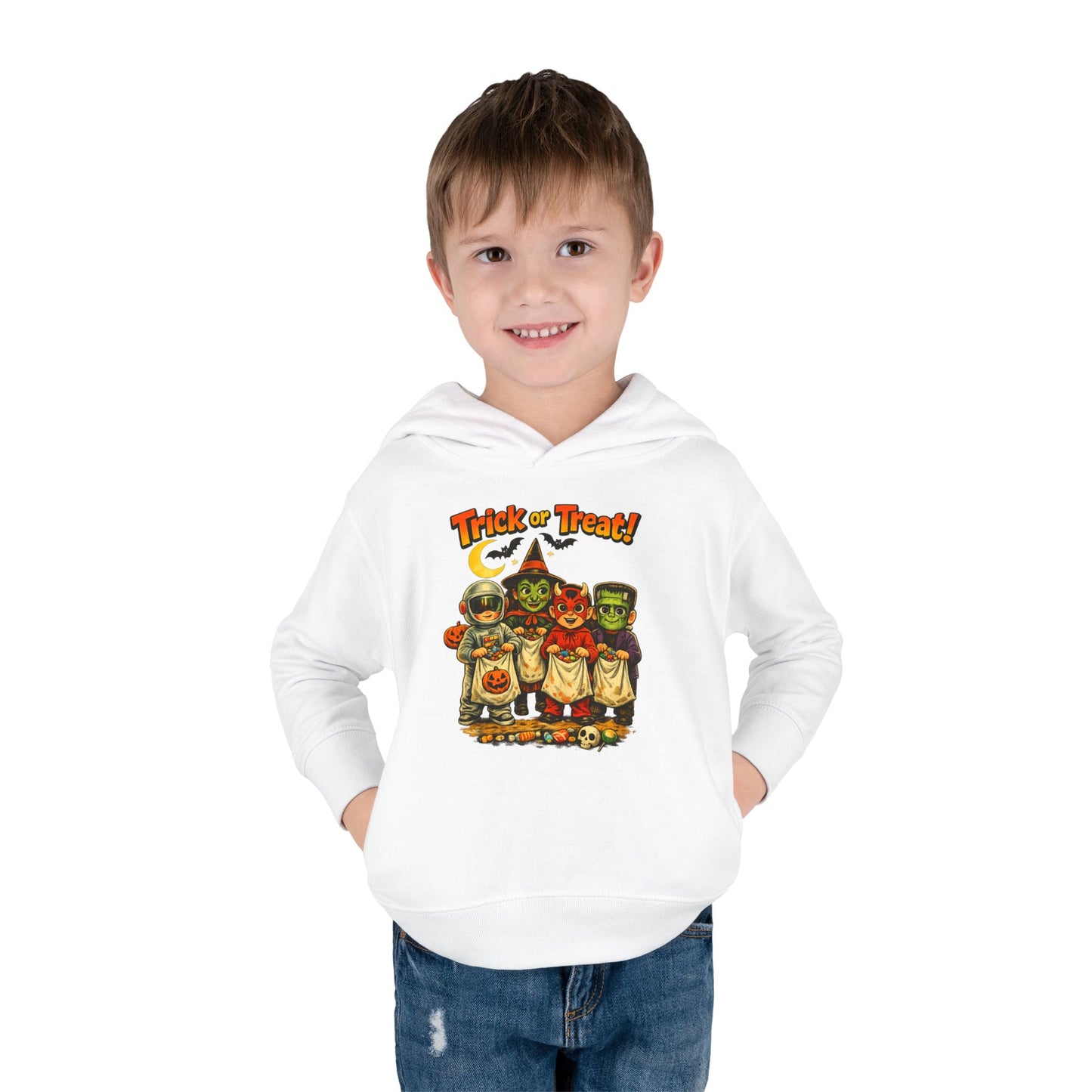 Vintage Trick or Treat Kids Costume Characters Hoodie | Toddler Pullover