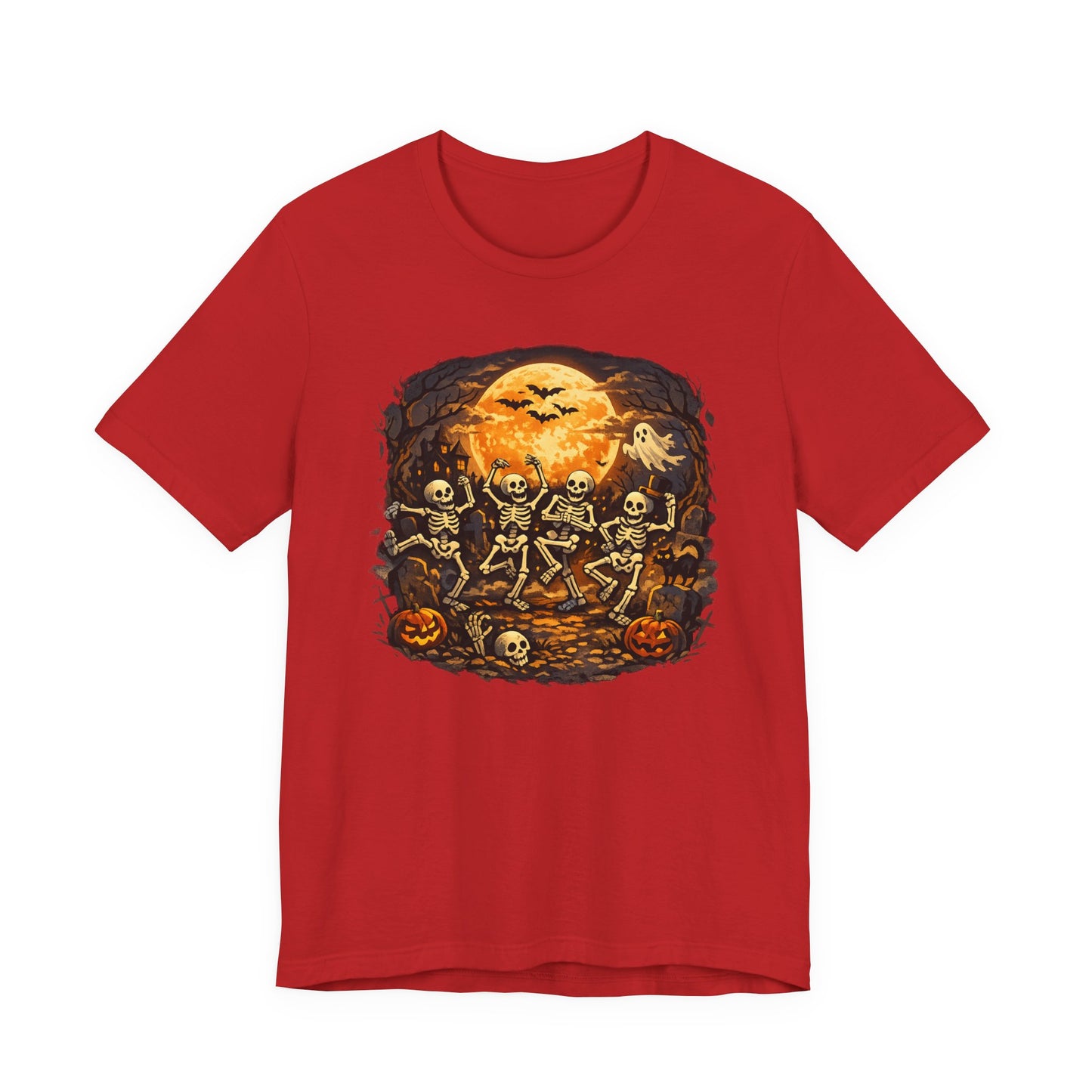 Halloween Skeleton Dance T-Shirt — Spooky Pumpkin Full Moon Tee