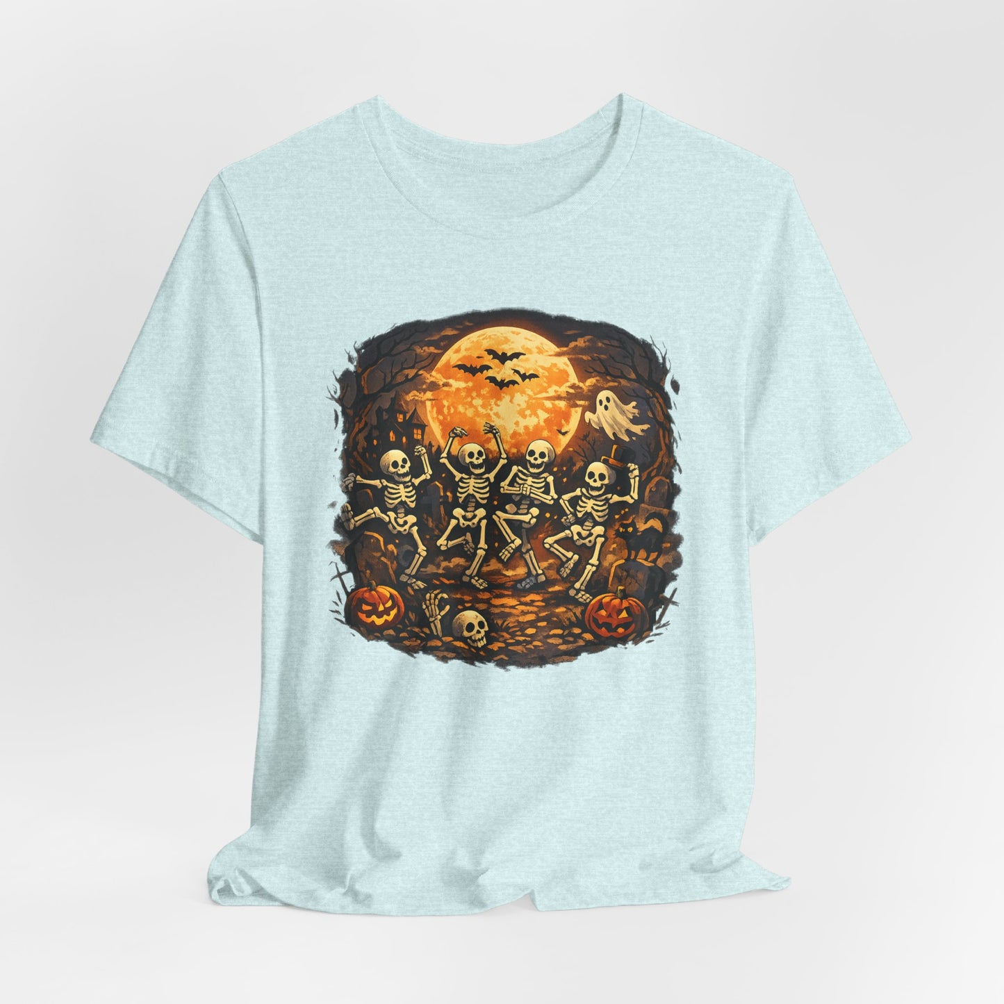Halloween Skeleton Dance T-Shirt — Spooky Pumpkin Full Moon Tee