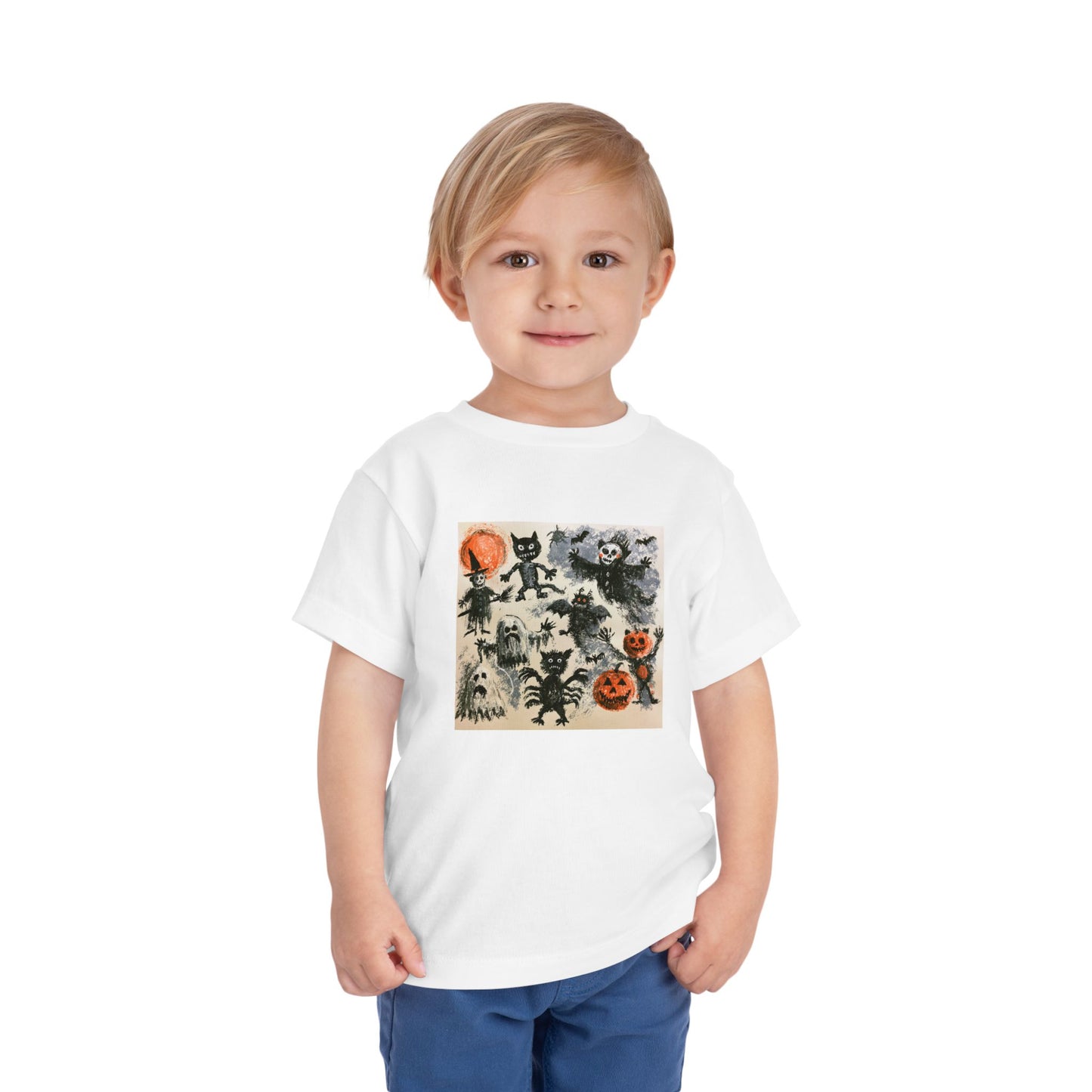 Vintage Halloween Characters Toddler Tee | Pumpkins, Bats, Ghosts