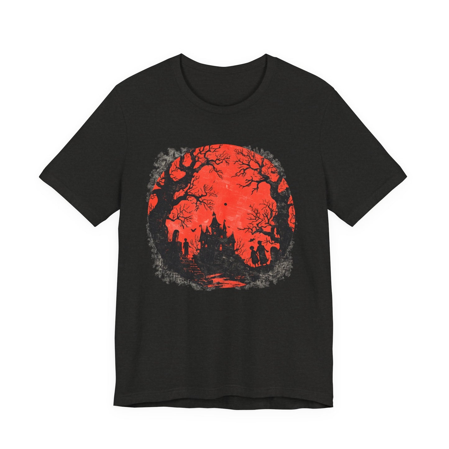 Horror Castle Tee — Red Moon Haunted Forest Graphic T-Shirt