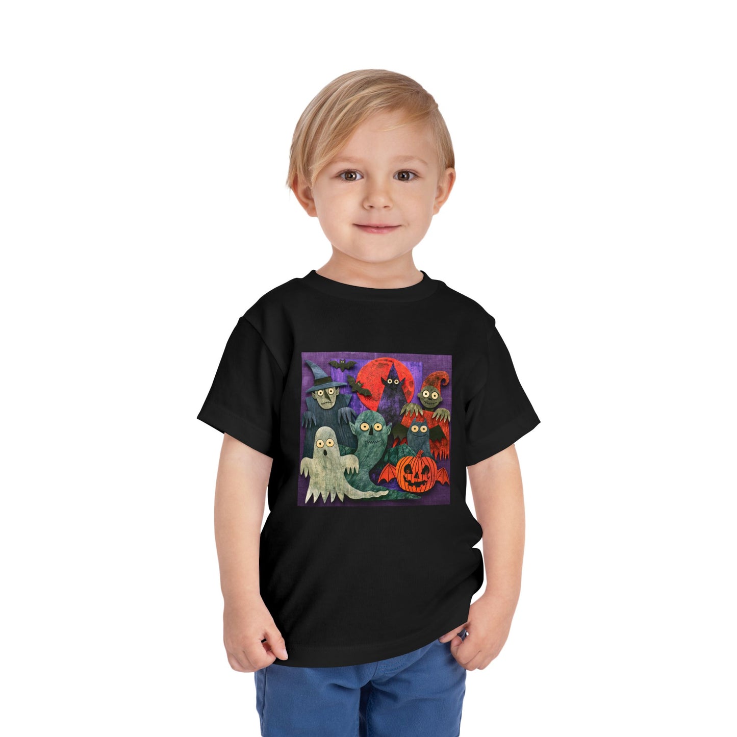 Toddler Tee — Cute Halloween Ghosts & Pumpkins Graphic