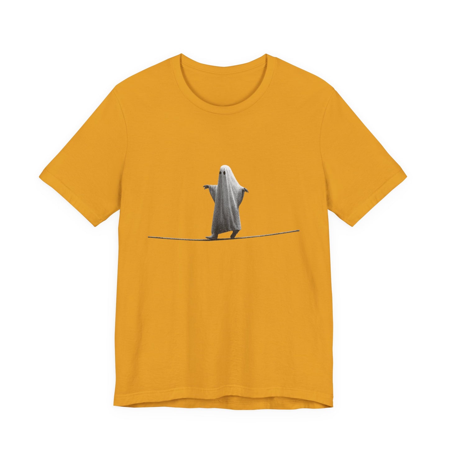 Ghost Balancer T‑Shirt — Minimalist Cute Ghost on Tightrope Tee