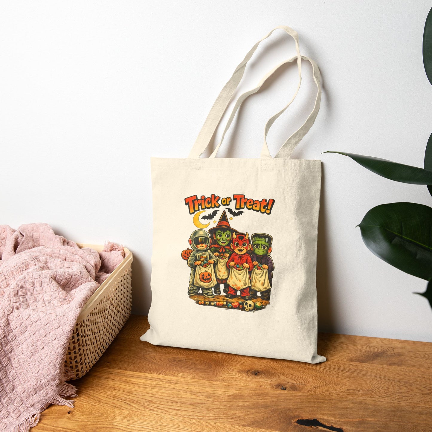Halloween Trick-or-Treat Tote Bag — Vintage Kids Costume Canvas Tote/Trick or Treat bag.