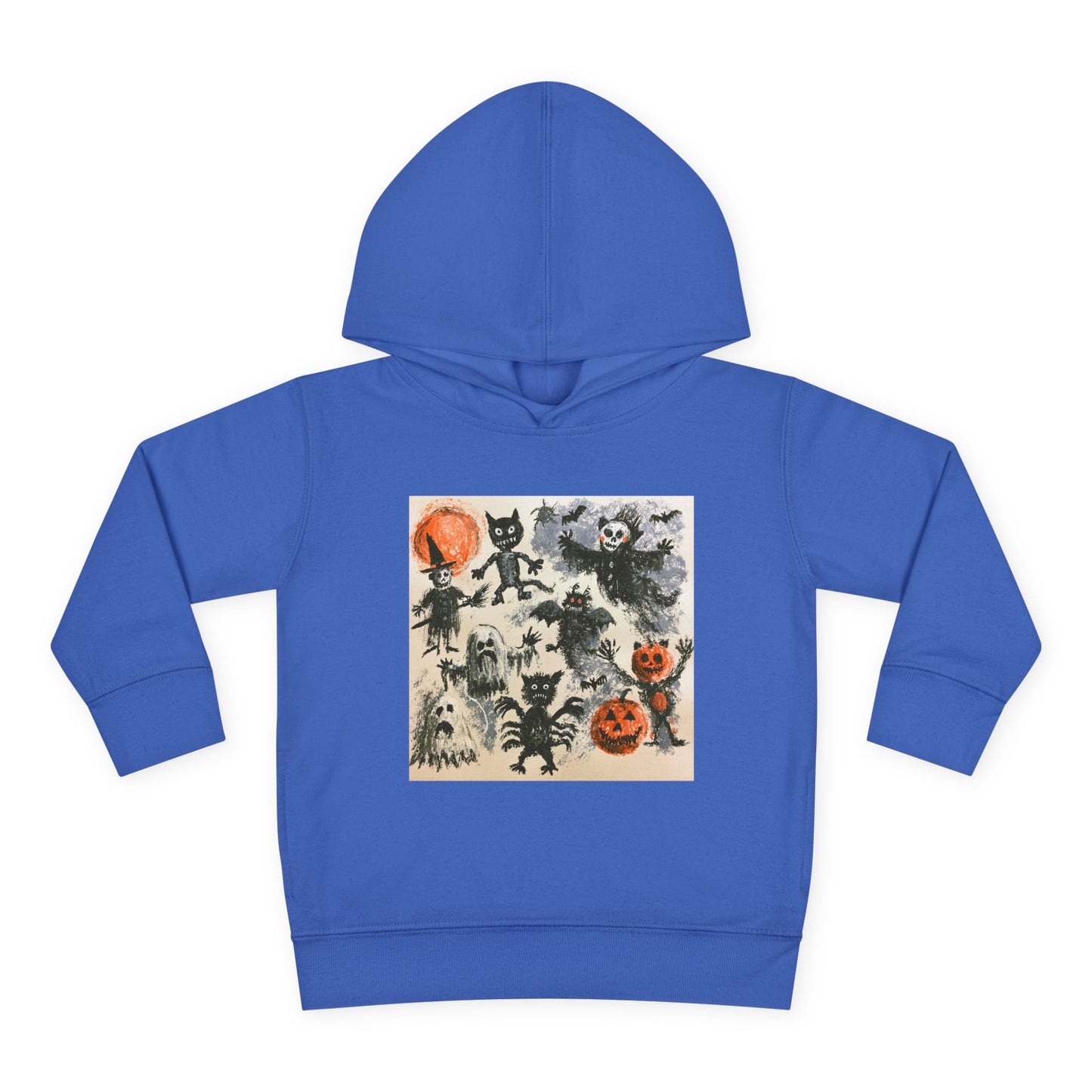 Vintage Halloween Monsters Toddler Hoodie | Ghosts, Cats, Pumpkins