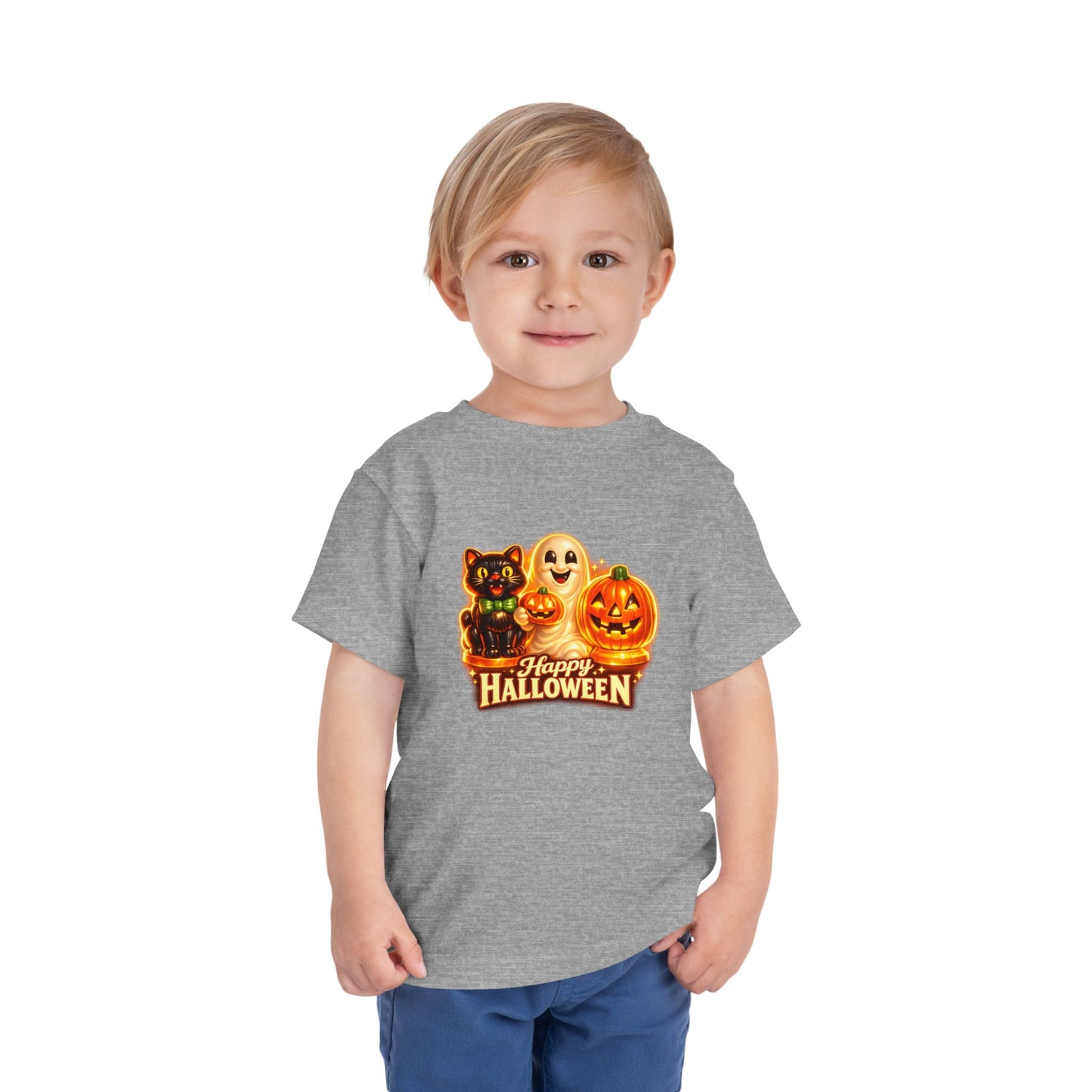 Toddler Halloween Tee - Cute Ghost, Black Cat, & Jack-O'-Lantern “Halloween Blow Mold” Shirt