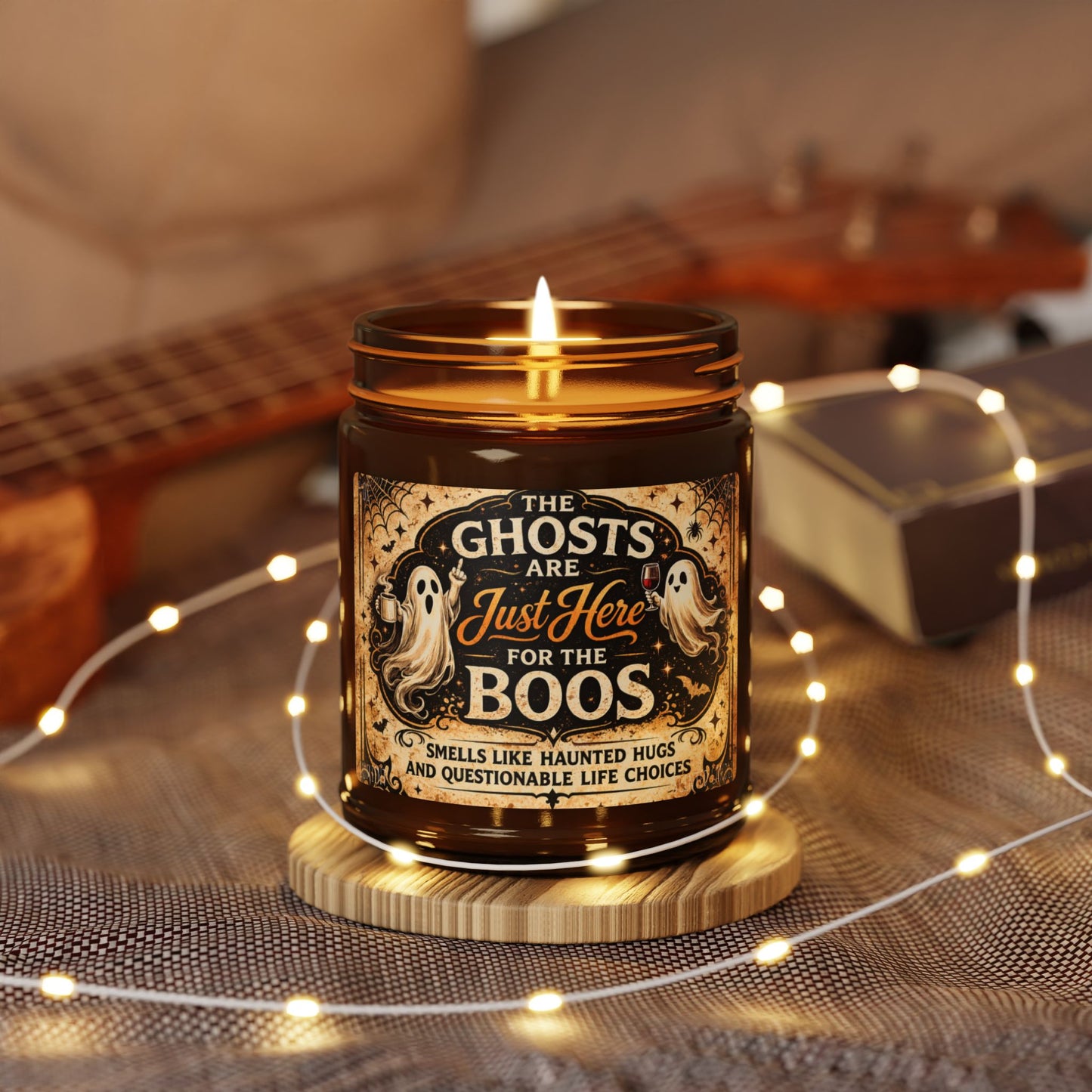 9 OZ Halloween Soy Candle — "The Ghosts Are Just Here for the Boos" Amber Jar