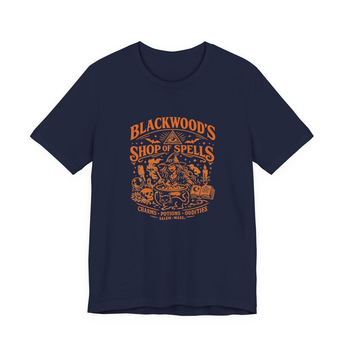 Witchy Graphic Tee — “Blackwood’s Shop of Spells” Vintage Potion T-Shirt