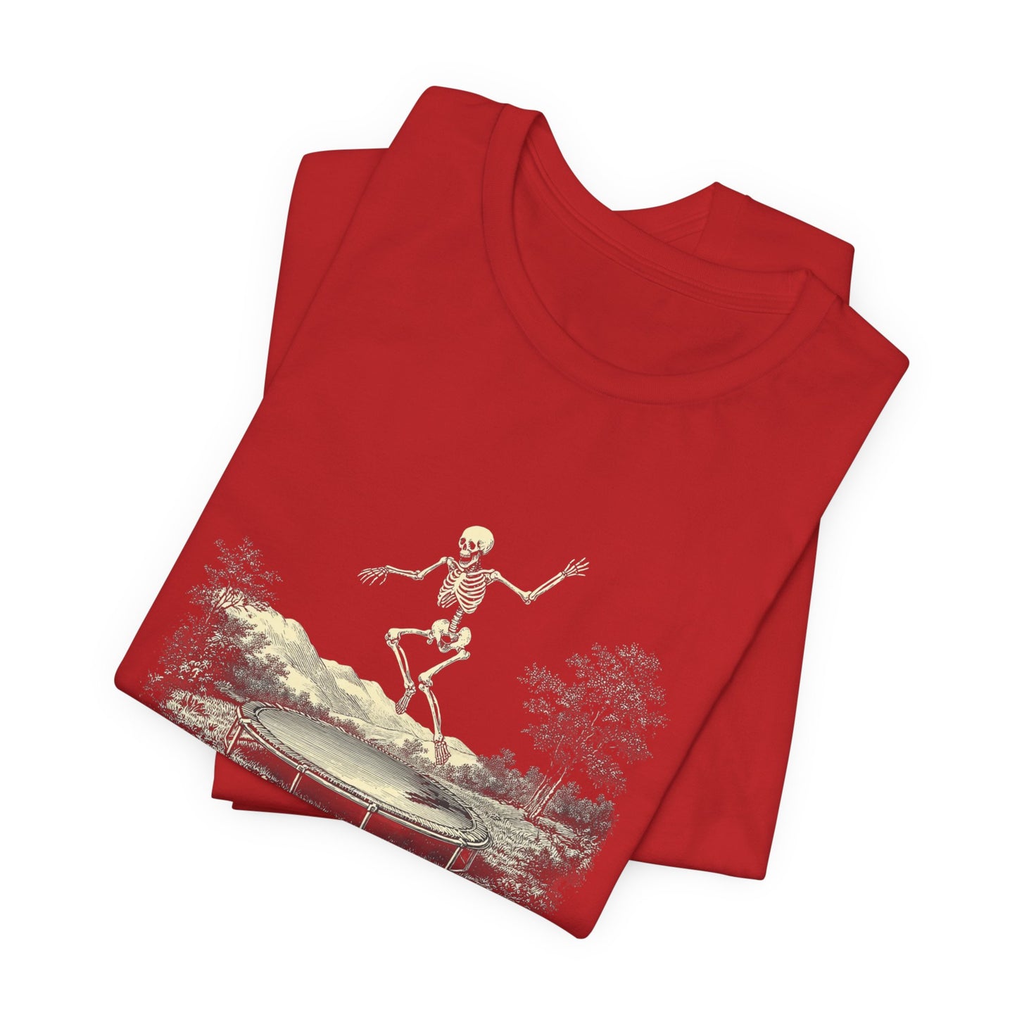Vintage Skeleton On A Trampoline Tee