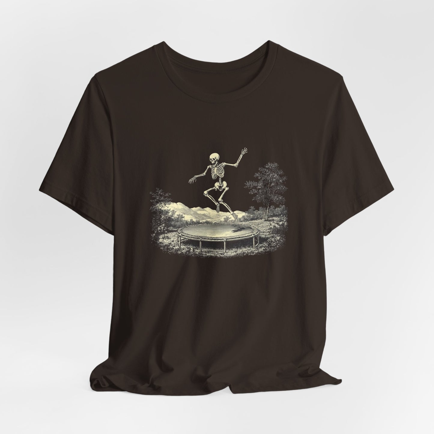 Vintage Skeleton On A Trampoline Tee