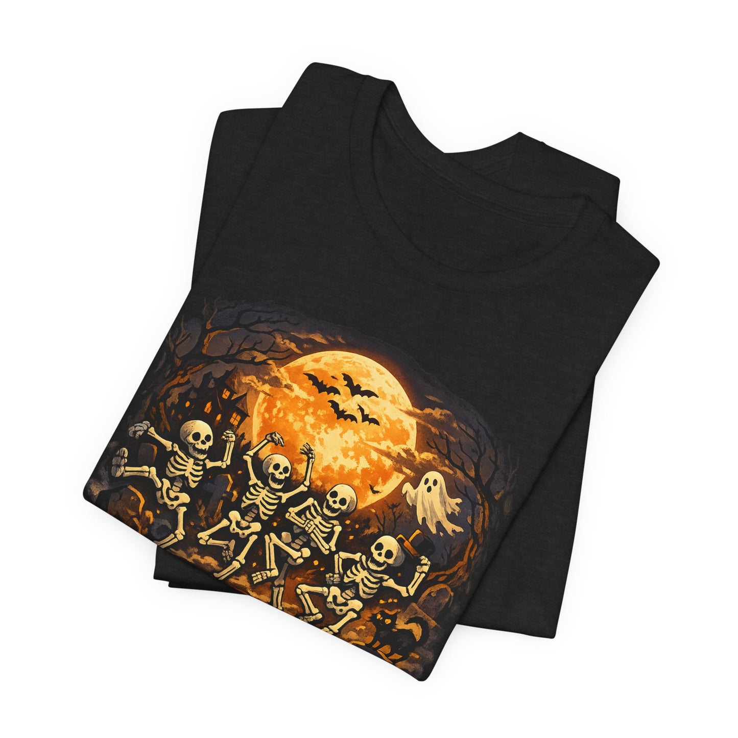Halloween Skeleton Dance T-Shirt — Spooky Pumpkin Full Moon Tee