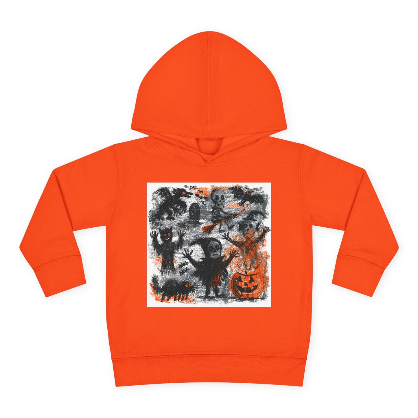 Spooky Halloween Scene Toddler Hoodie | Pumpkin, Ghosts & Bats