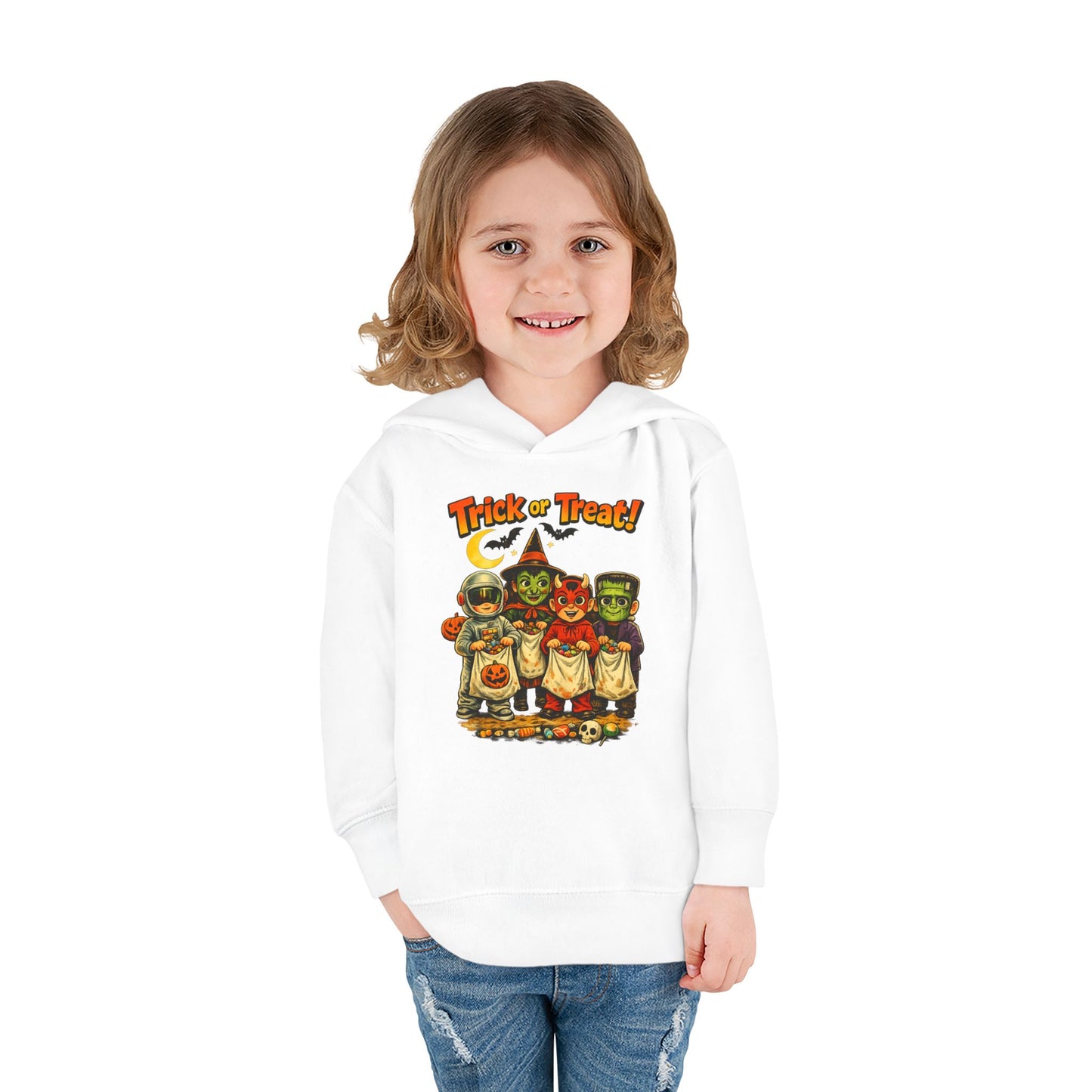 Vintage Trick or Treat Kids Costume Characters Hoodie | Toddler Pullover