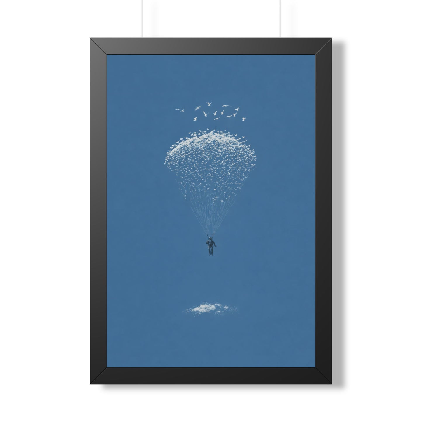 Framed Digital Print— Sky Diver Parachute Bird Cluster Minimal Art Print