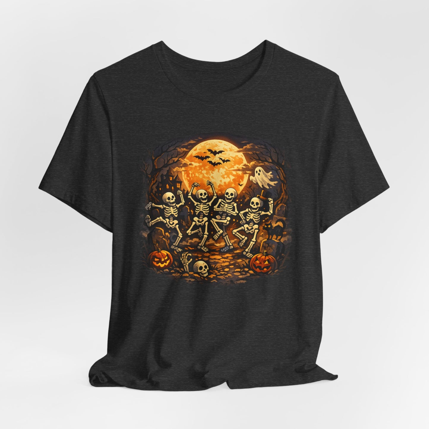Halloween Skeleton Dance T-Shirt — Spooky Pumpkin Full Moon Tee