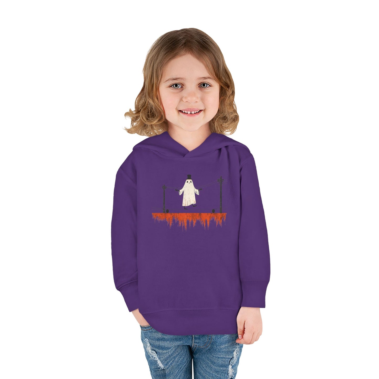 Toddler Hoodie — Cute Ghost on Haunted High Wire Halloween Pullover