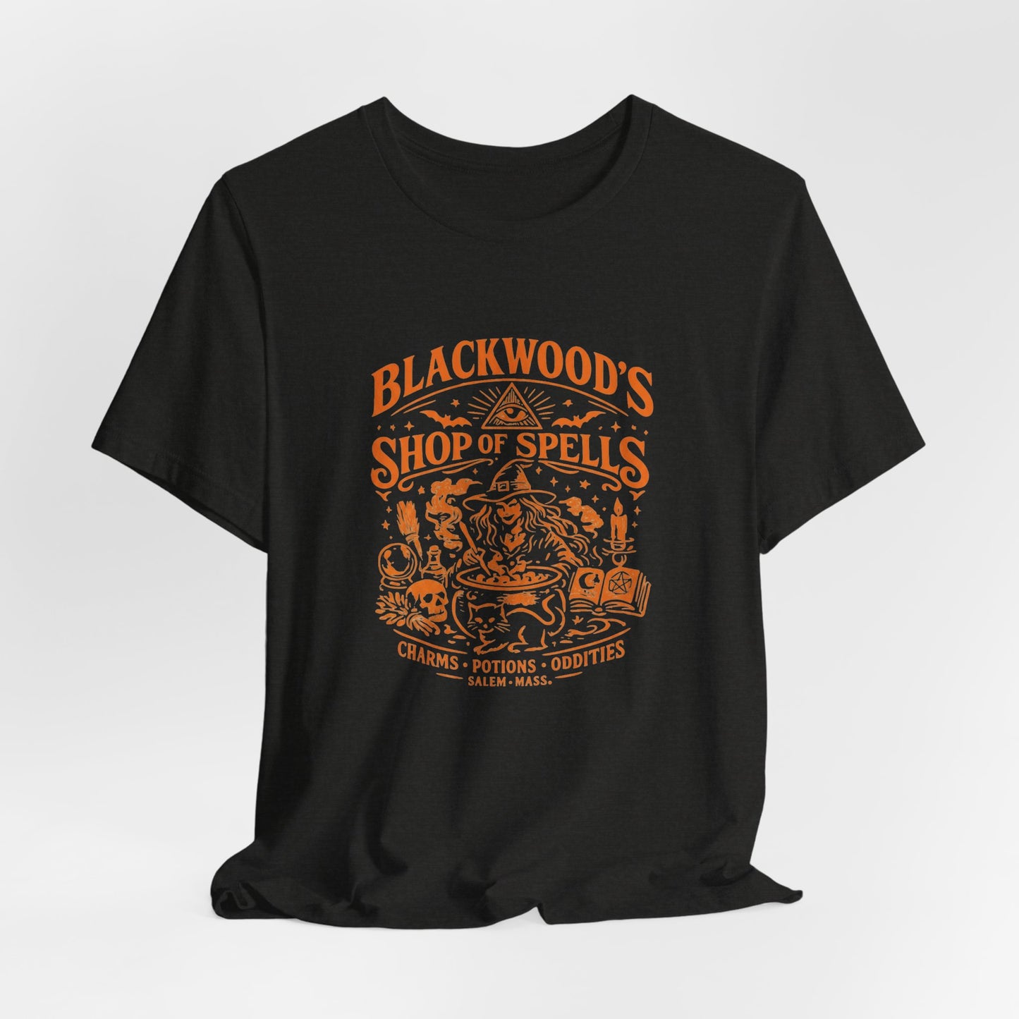 Witchy Graphic Tee — “Blackwood’s Shop of Spells” Vintage Potion T-Shirt