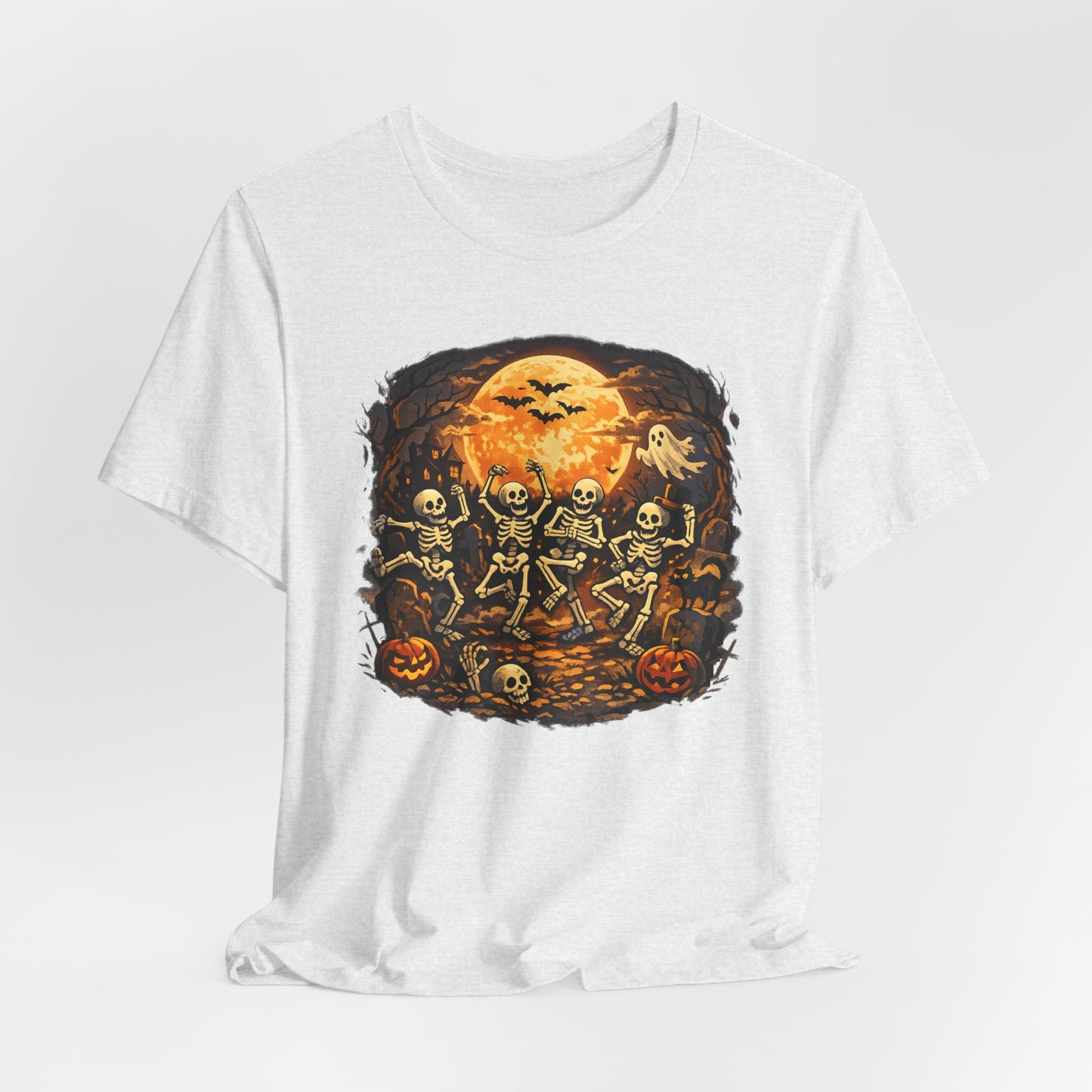 Halloween Skeleton Dance T-Shirt — Spooky Pumpkin Full Moon Tee