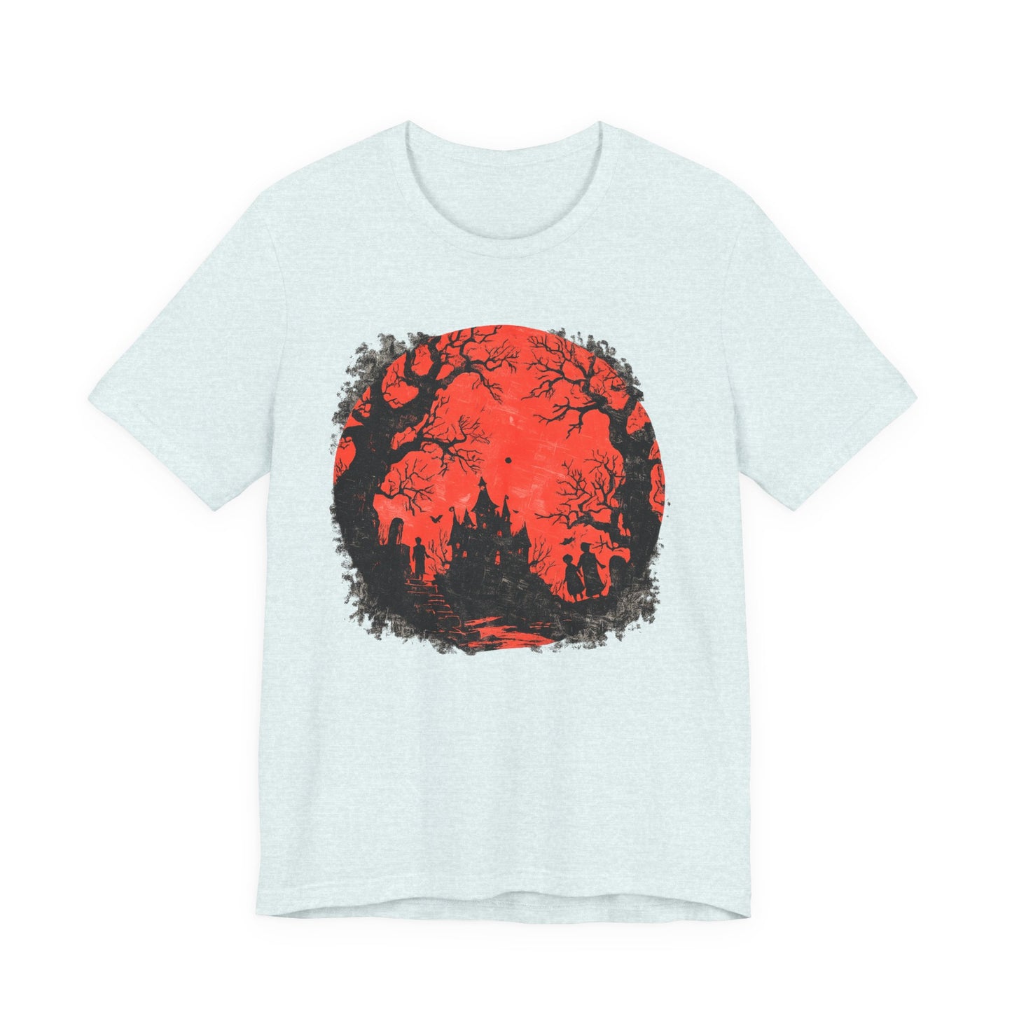 Horror Castle Tee — Red Moon Haunted Forest Graphic T-Shirt