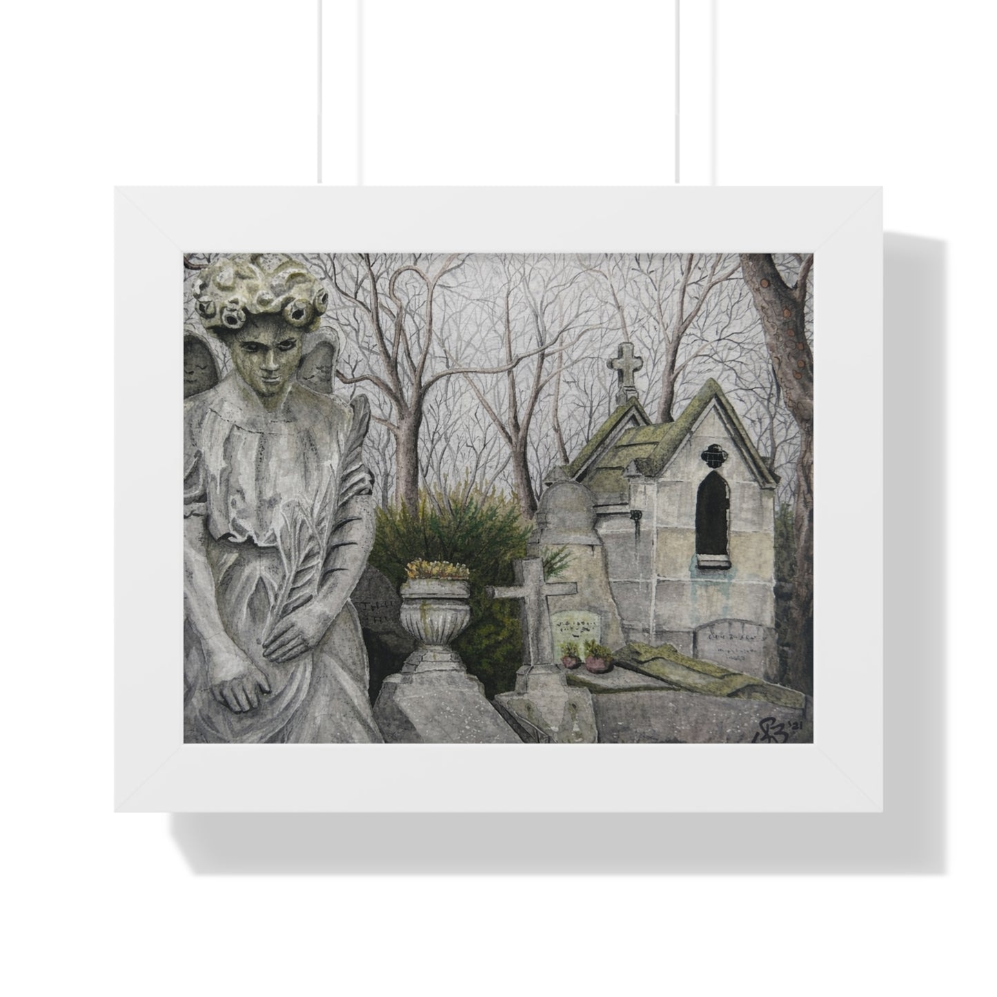 Framed Horizontal Poster — Gothic Cemetery Graveyard Art Print