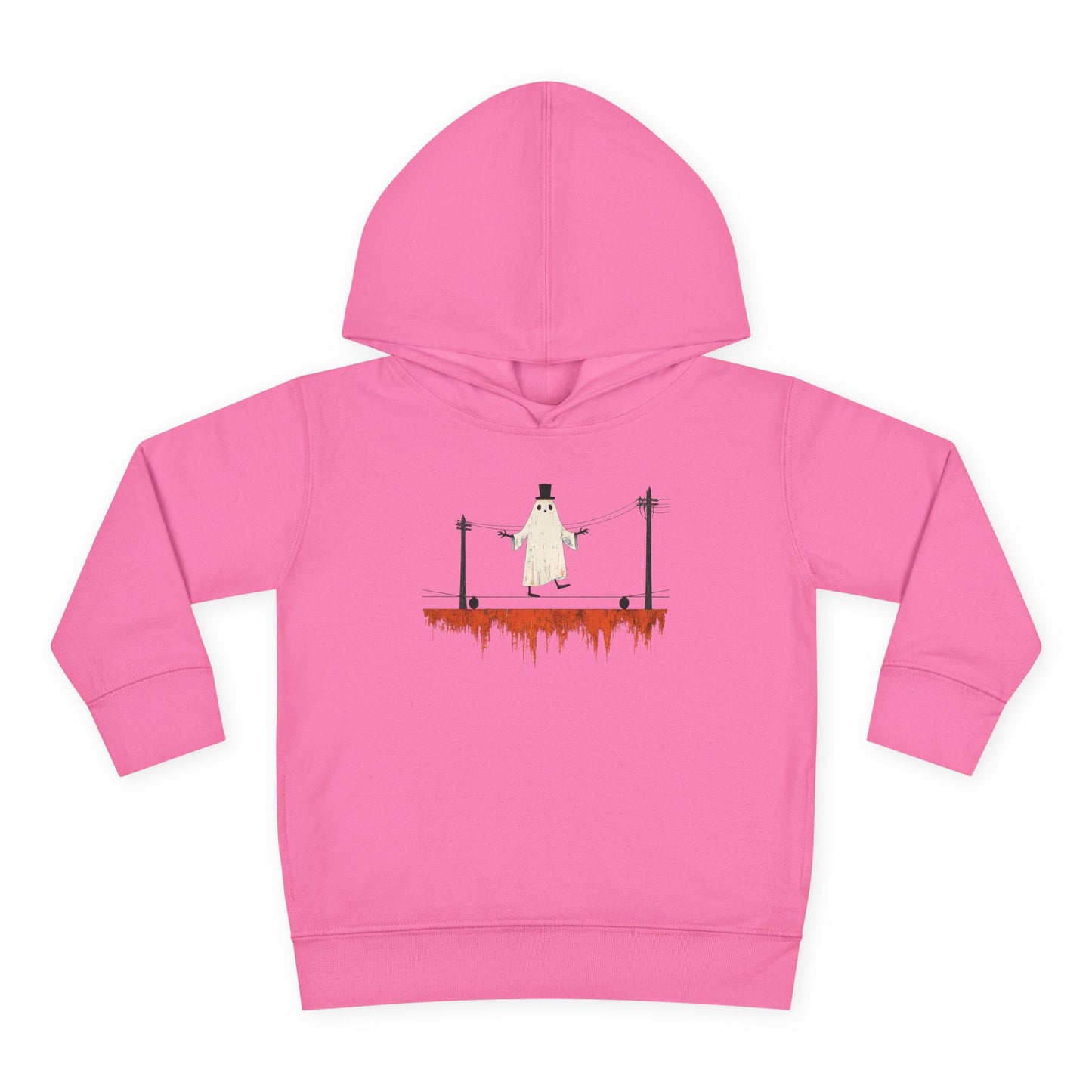 Toddler Hoodie — Cute Ghost on Haunted High Wire Halloween Pullover