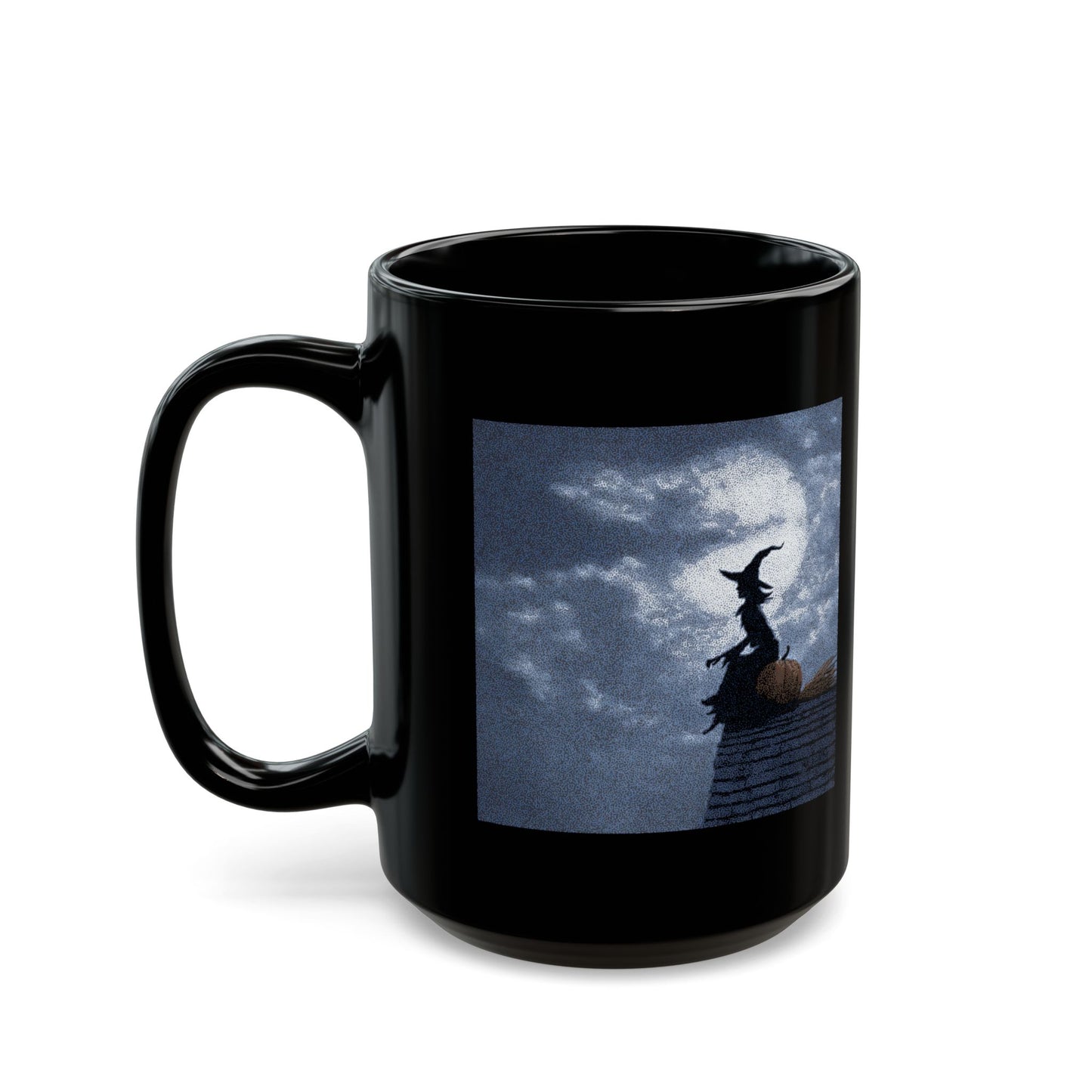 Halloween Witch Silhouette Mug — Spooky Moonlit Pumpkin Coffee Cup (11oz/15oz)