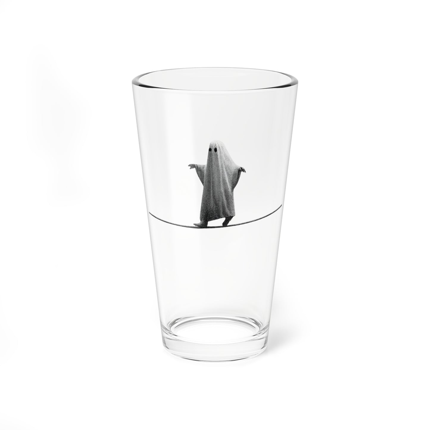 16oz Beer Glass — Playful Ghost On A Tightrope Beer Glass