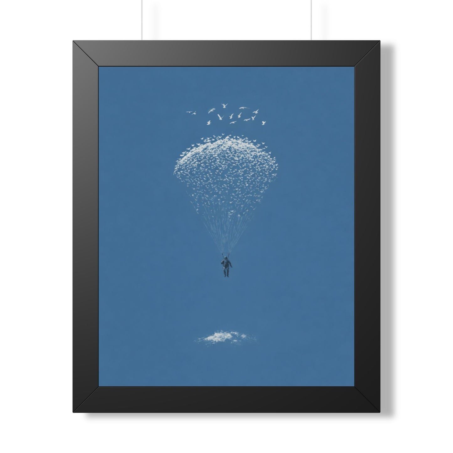 Framed Digital Print— Sky Diver Parachute Bird Cluster Minimal Art Print