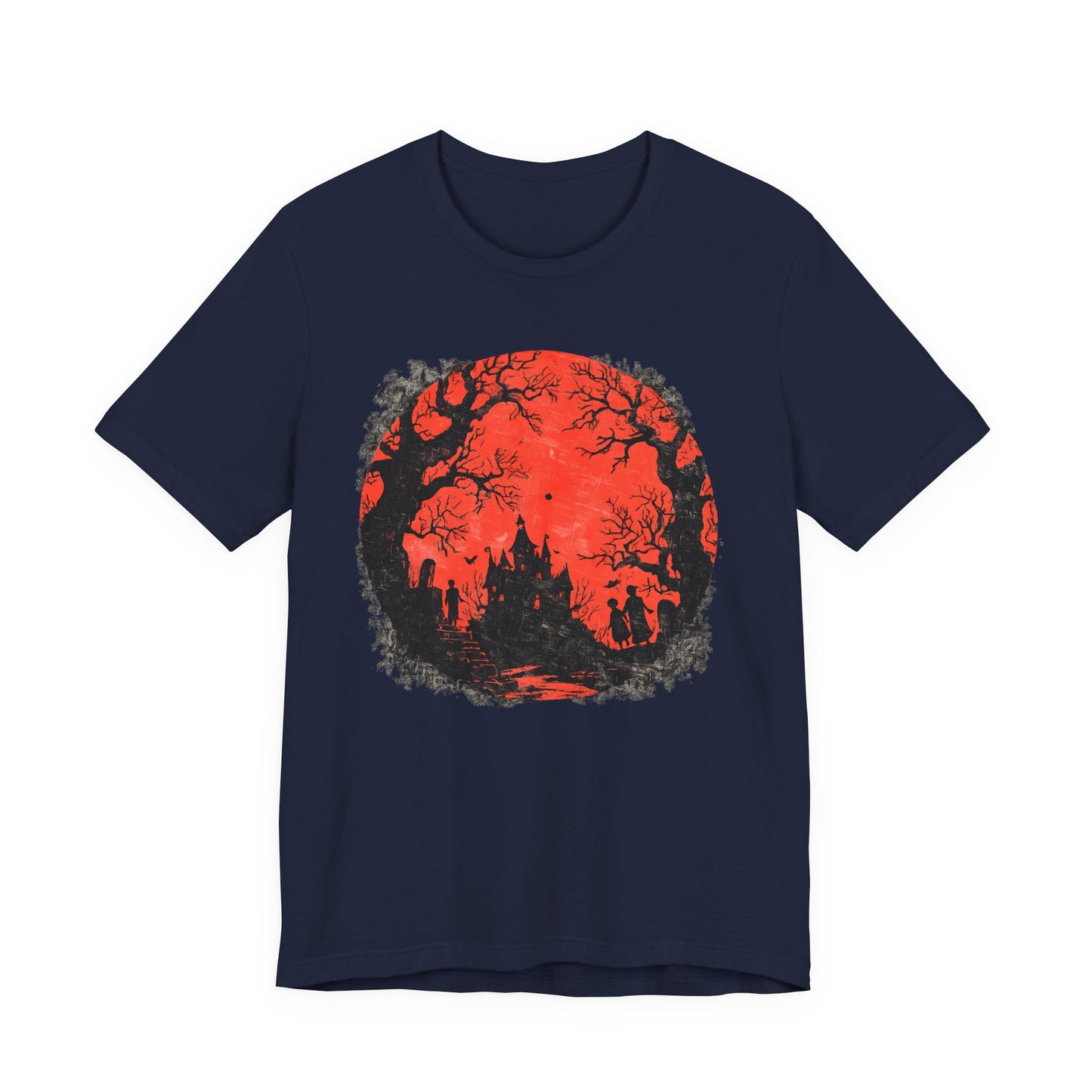 Horror Castle Tee — Red Moon Haunted Forest Graphic T-Shirt