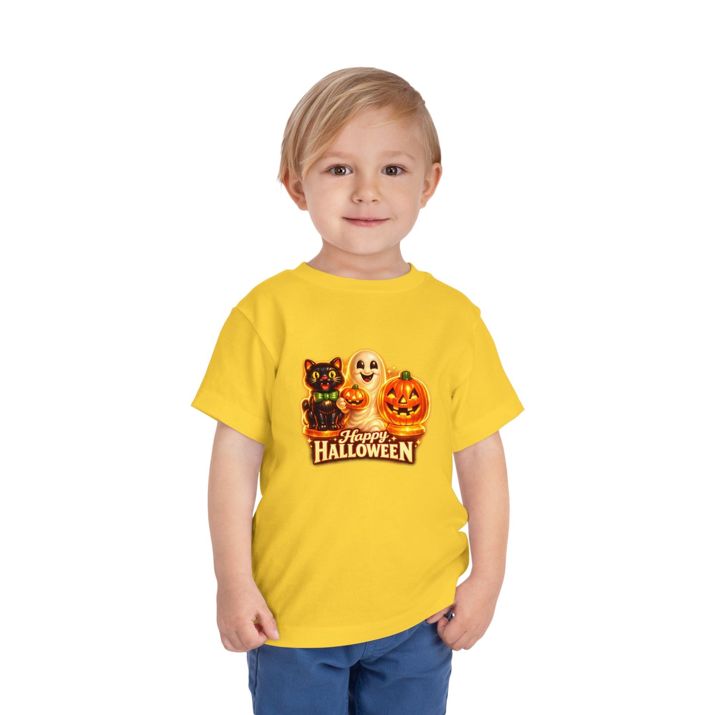 Toddler Halloween Tee - Cute Ghost, Black Cat, & Jack-O'-Lantern “Halloween Blow Mold” Shirt