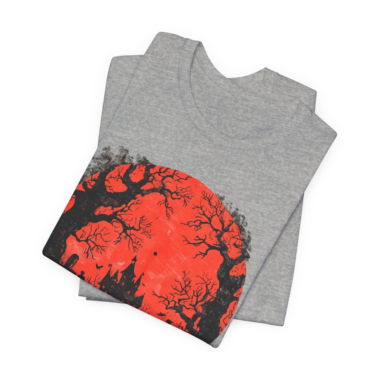 Horror Castle Tee — Red Moon Haunted Forest Graphic T-Shirt