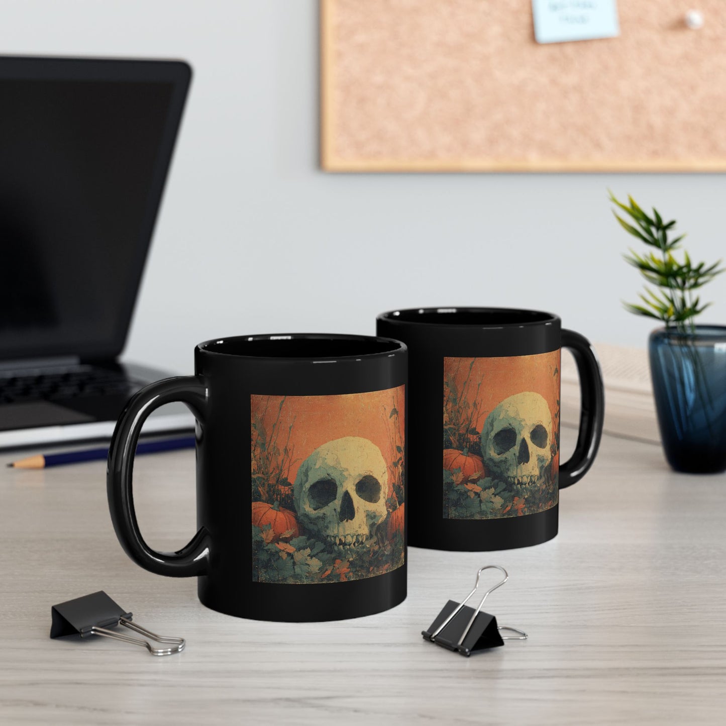 Skull & Pumpkin Halloween Mug — Spooky Gothic Coffee Cup (11oz/15oz)