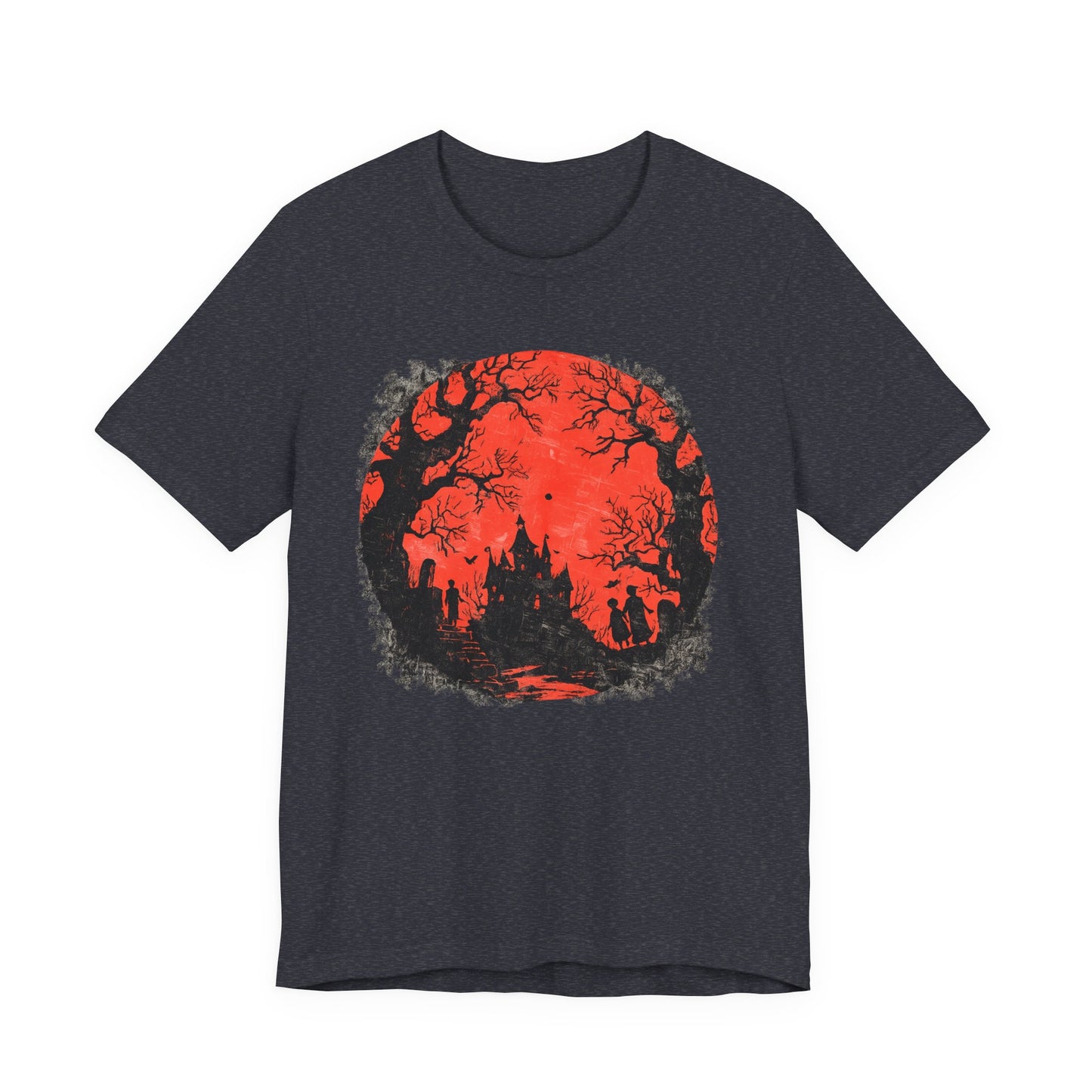 Horror Castle Tee — Red Moon Haunted Forest Graphic T-Shirt