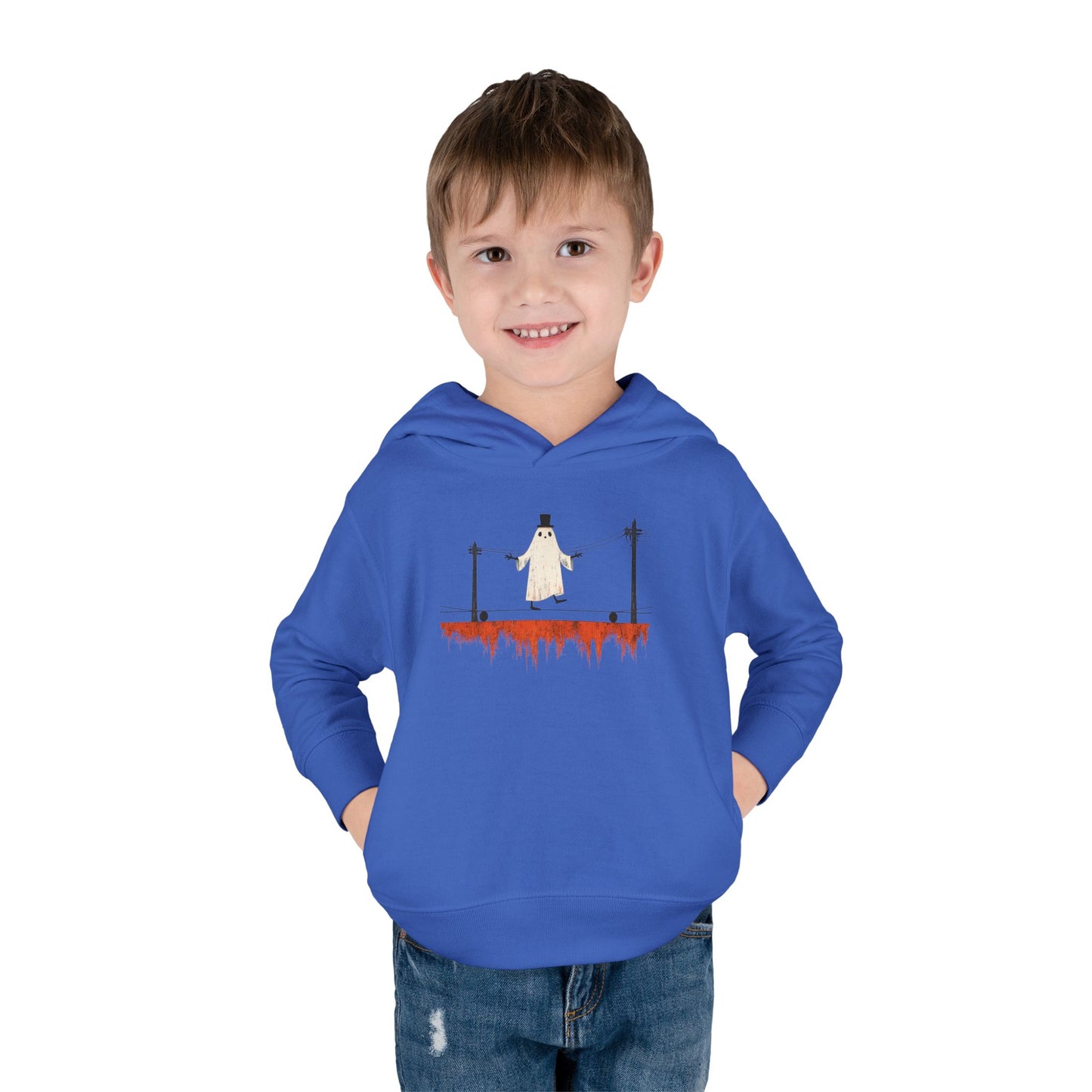 Toddler Hoodie — Cute Ghost on Haunted High Wire Halloween Pullover