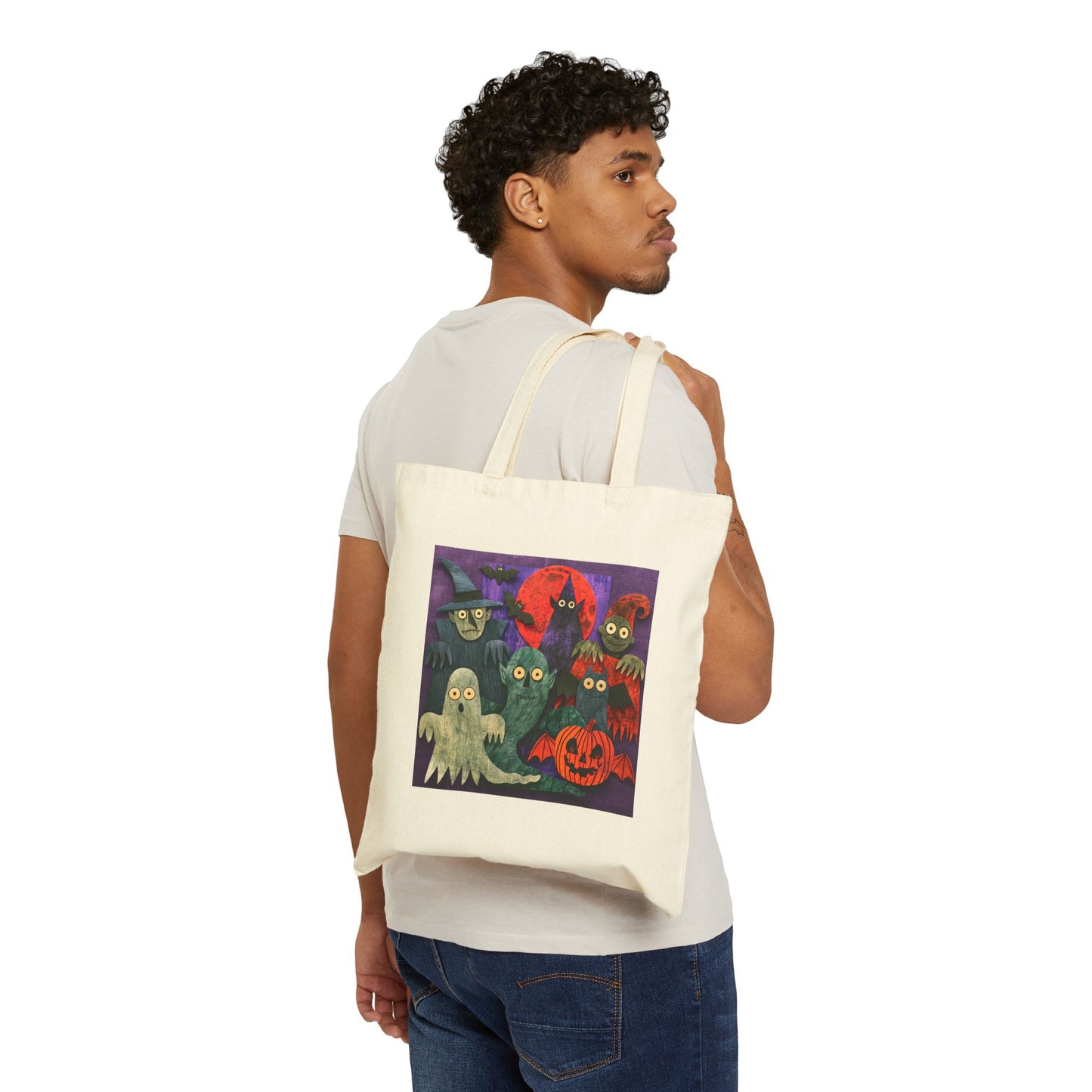 Halloween Ghosts Tote/Trick Or Treat Bag — Cute Spooky Characters Canvas Tote