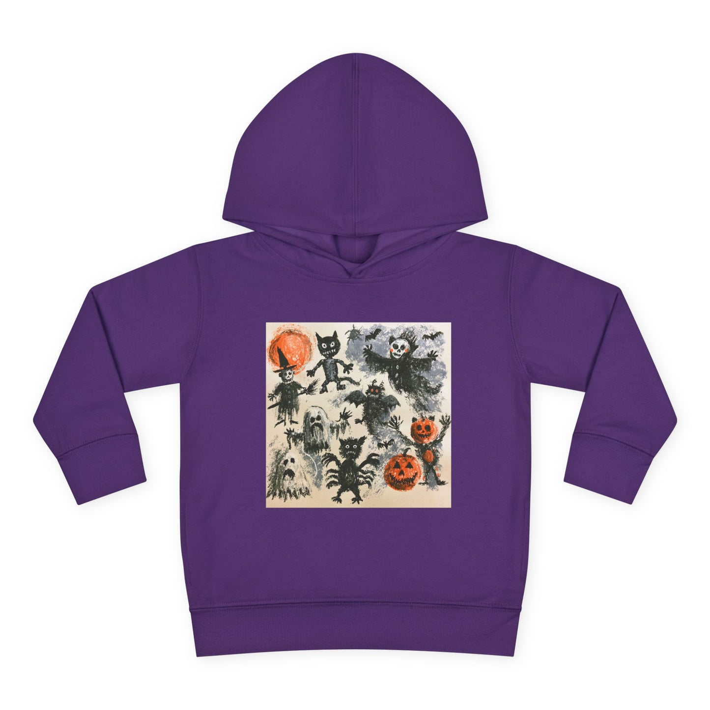 Vintage Halloween Monsters Toddler Hoodie | Ghosts, Cats, Pumpkins