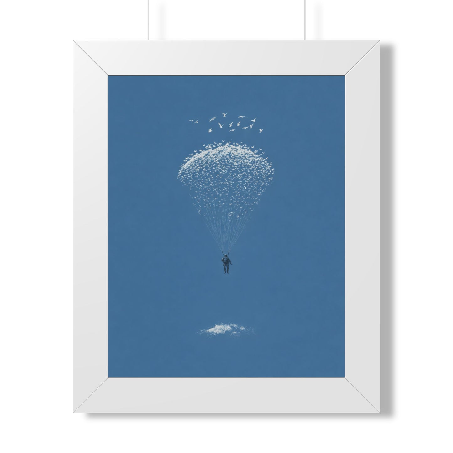 Framed Digital Print— Sky Diver Parachute Bird Cluster Minimal Art Print