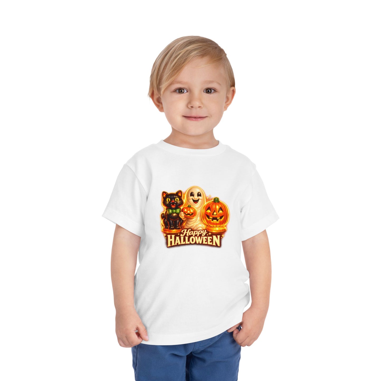 Toddler Halloween Tee - Cute Ghost, Black Cat, & Jack-O'-Lantern “Halloween Blow Mold” Shirt
