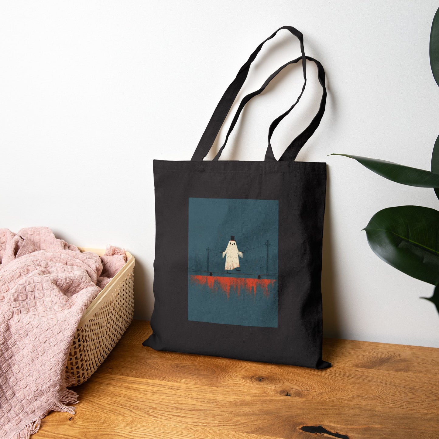 Ghost On A High Wire Cotton Tote Bag — Halloween Horror Art Tote