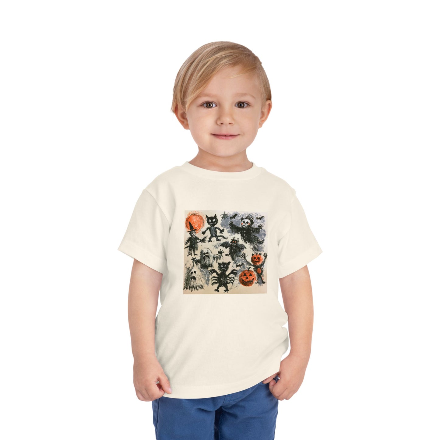 Vintage Halloween Characters Toddler Tee | Pumpkins, Bats, Ghosts
