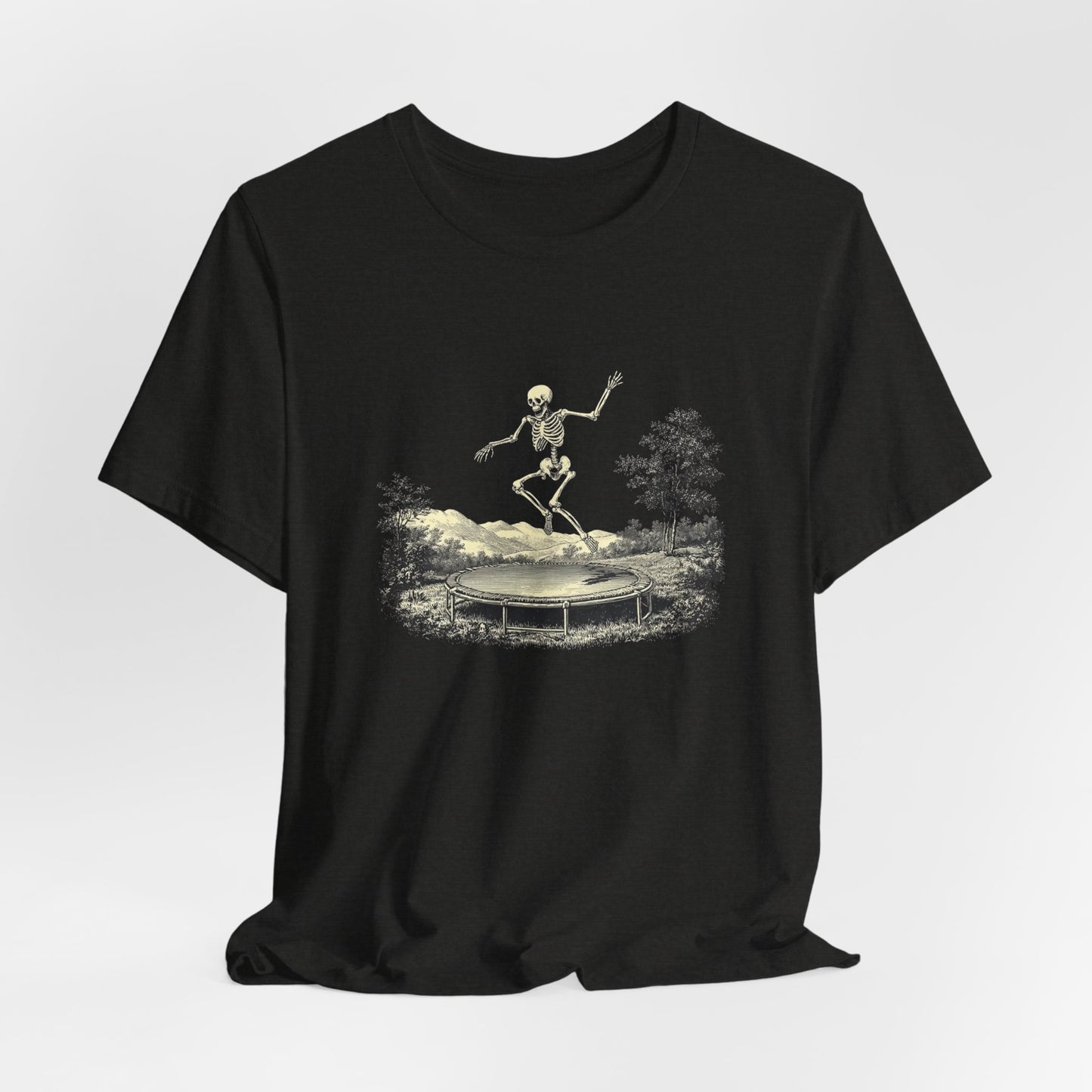 Vintage Skeleton On A Trampoline Tee