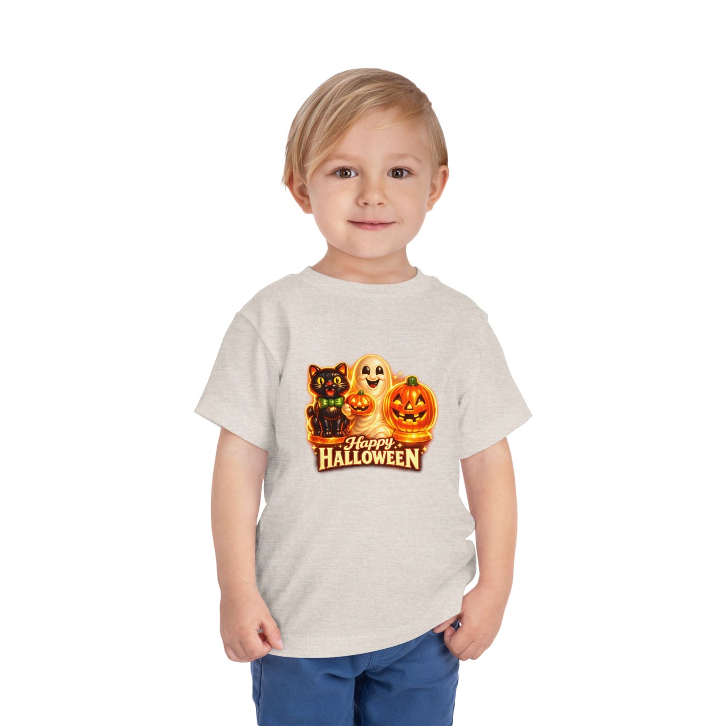 Toddler Halloween Tee - Cute Ghost, Black Cat, & Jack-O'-Lantern “Halloween Blow Mold” Shirt