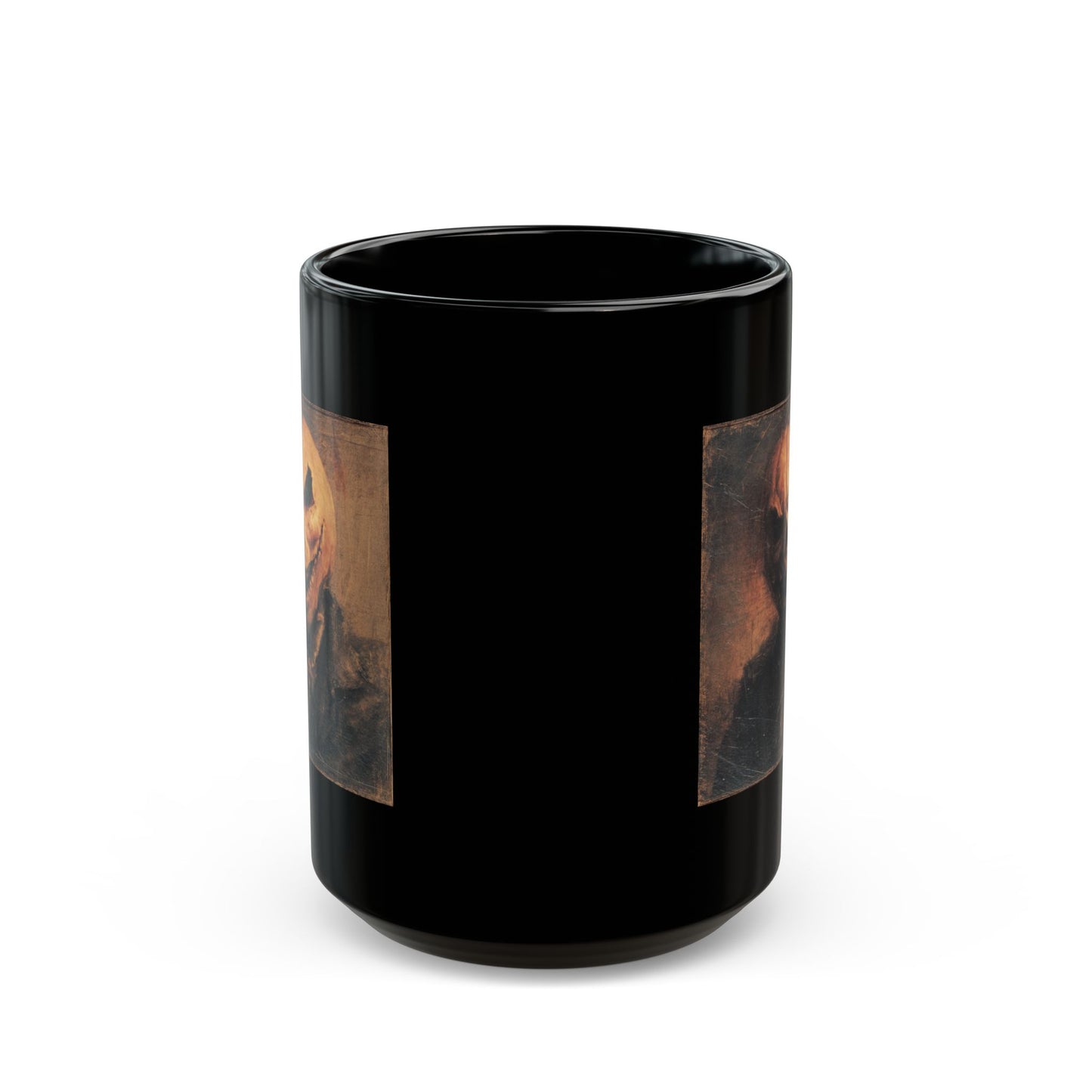 Spooky Pumpkin Head Black Mug — Halloween Horror Coffee Cup (11oz/15oz)