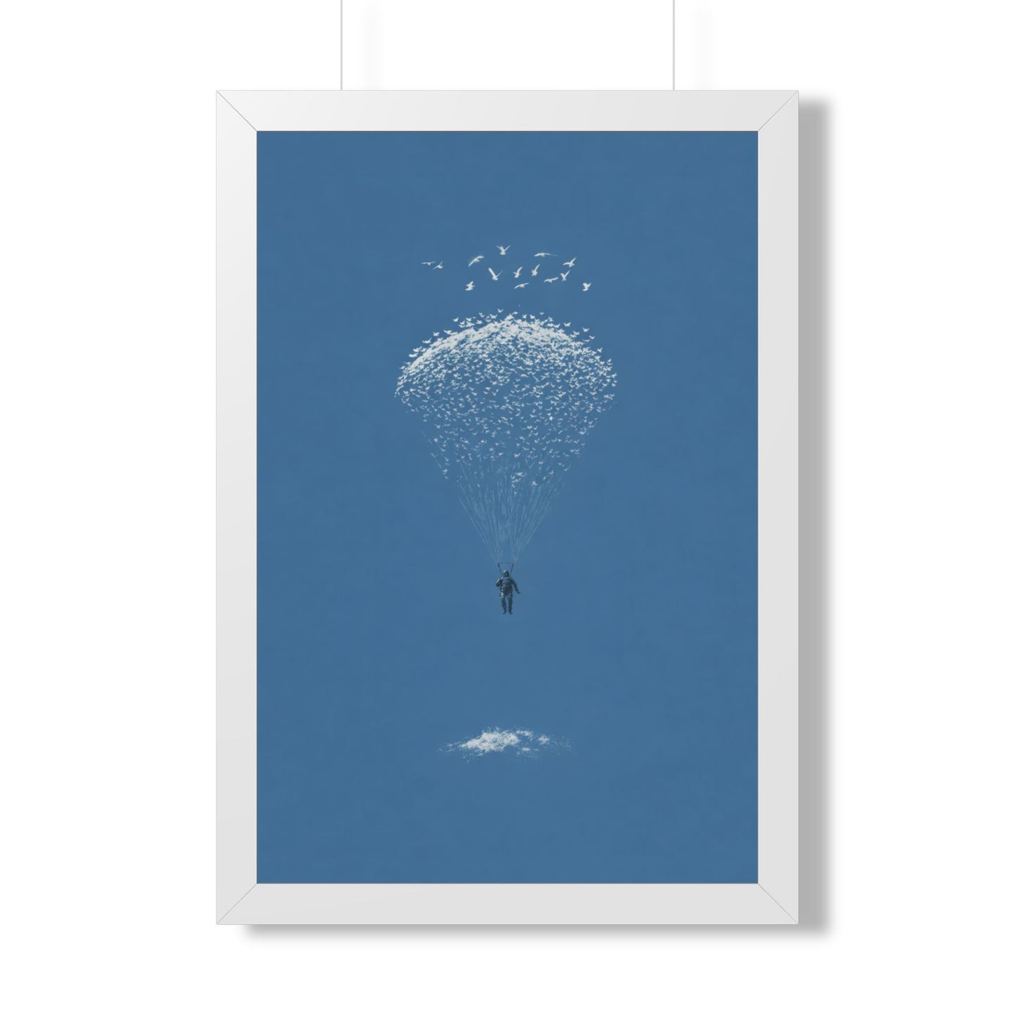 Framed Digital Print— Sky Diver Parachute Bird Cluster Minimal Art Print