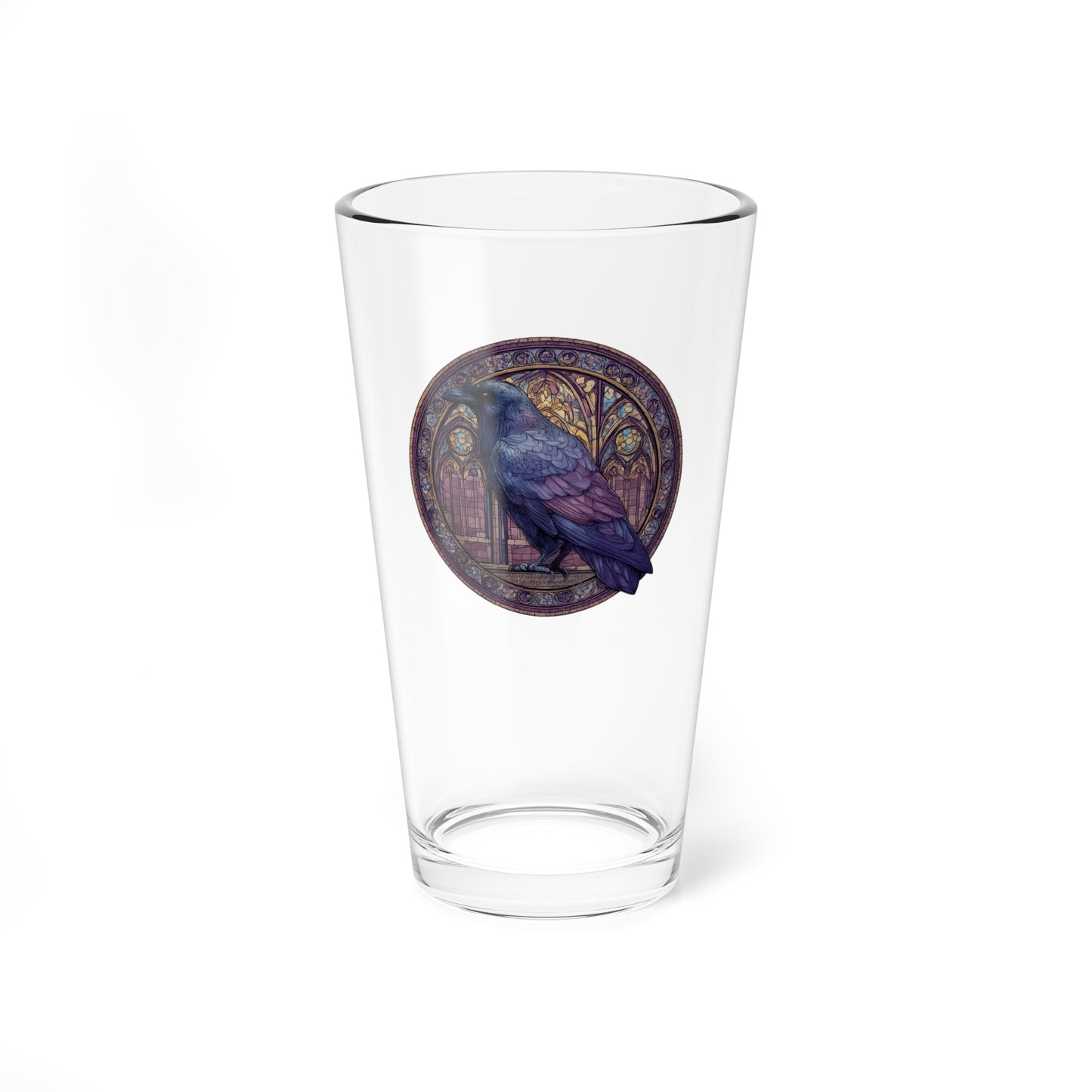 16oz Raven Beer Glass — Gothic Stained-Glass Cocktail Pint