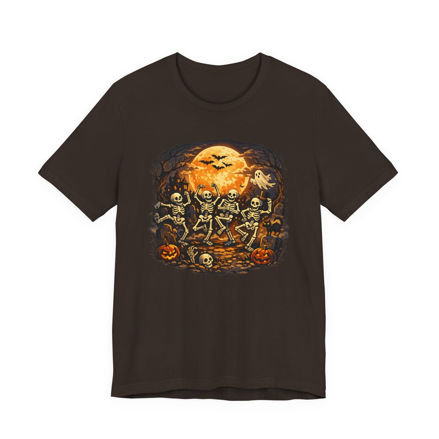 Halloween Skeleton Dance T-Shirt — Spooky Pumpkin Full Moon Tee