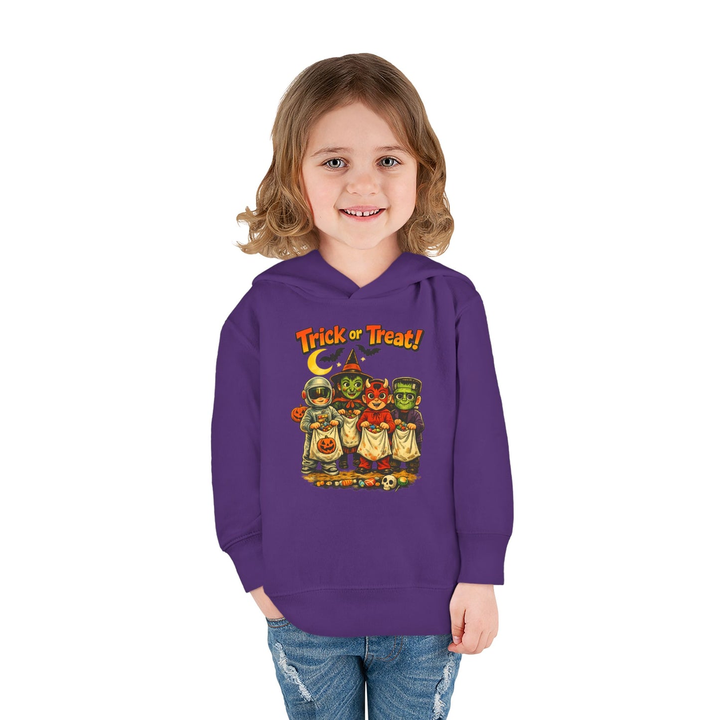 Vintage Trick or Treat Kids Costume Characters Hoodie | Toddler Pullover