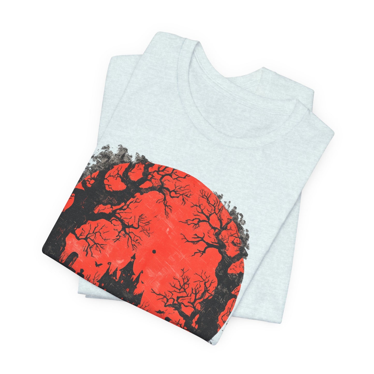 Horror Castle Tee — Red Moon Haunted Forest Graphic T-Shirt