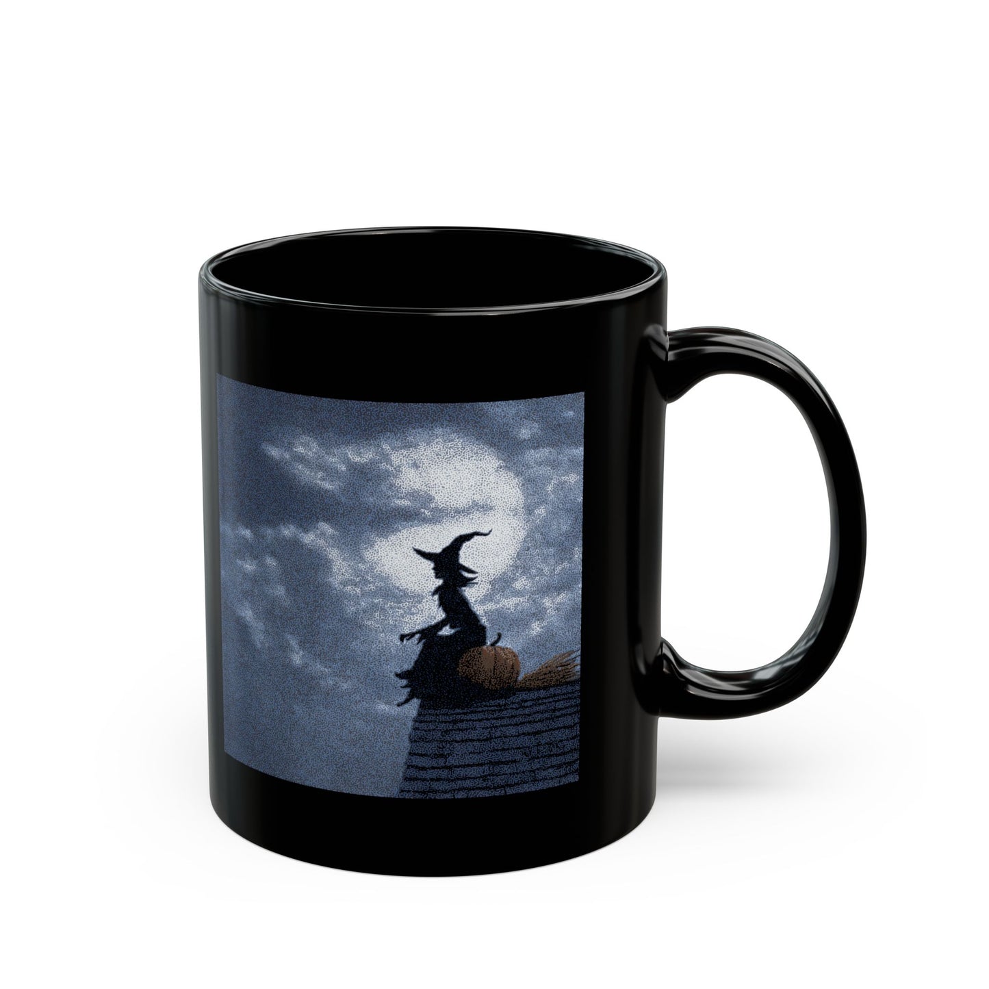 Halloween Witch Silhouette Mug — Spooky Moonlit Pumpkin Coffee Cup (11oz/15oz)